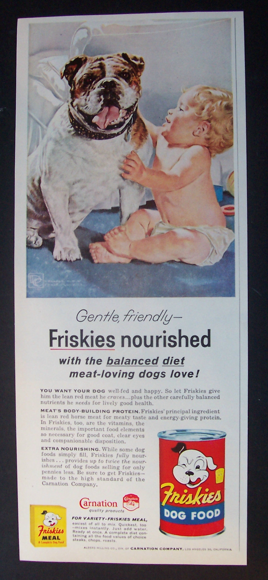 1957 Friskies Dog Food By Douglas Crockwell-Baby & Dog
