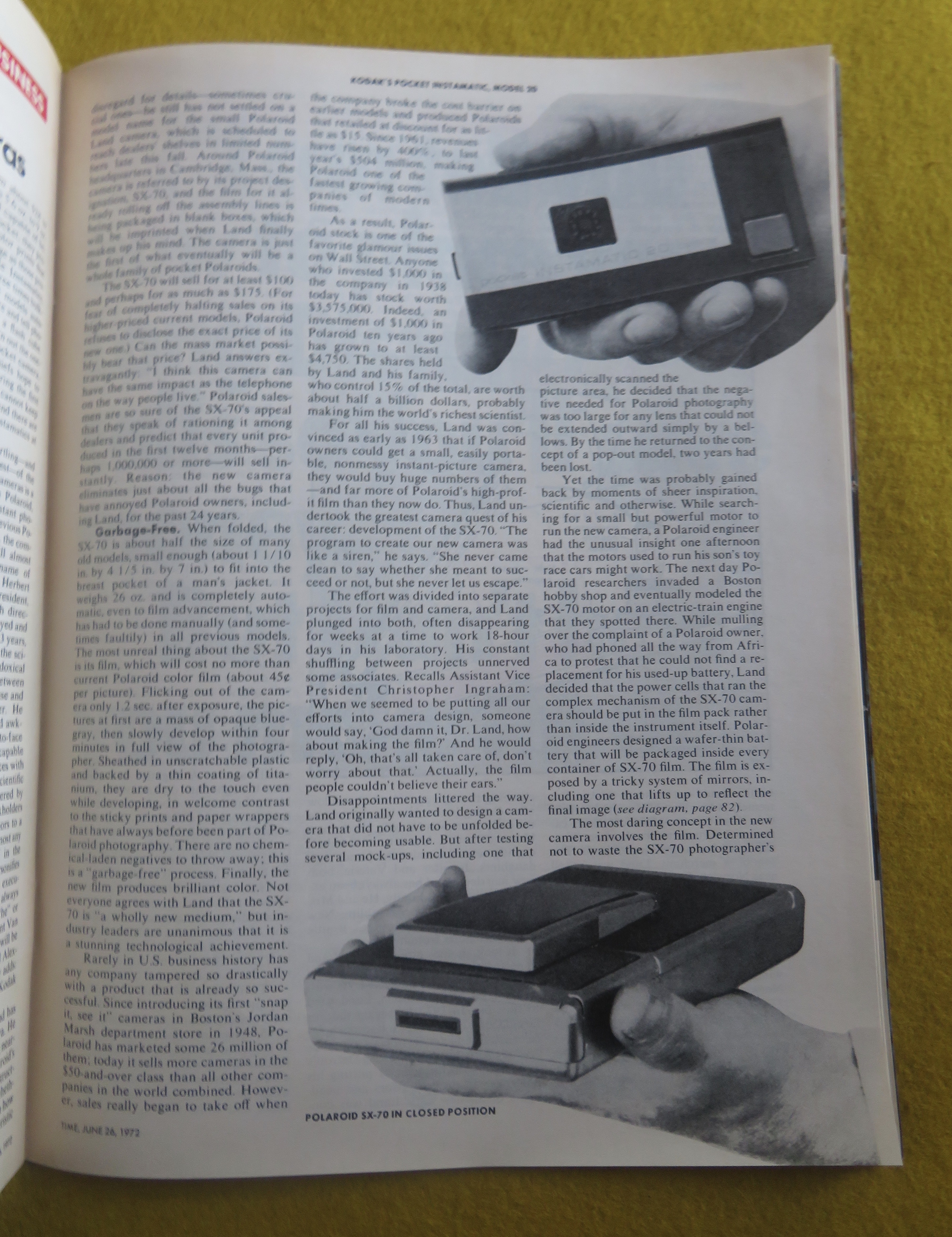 Time Magazine June 26, 1972 Polaroid's Land Camera