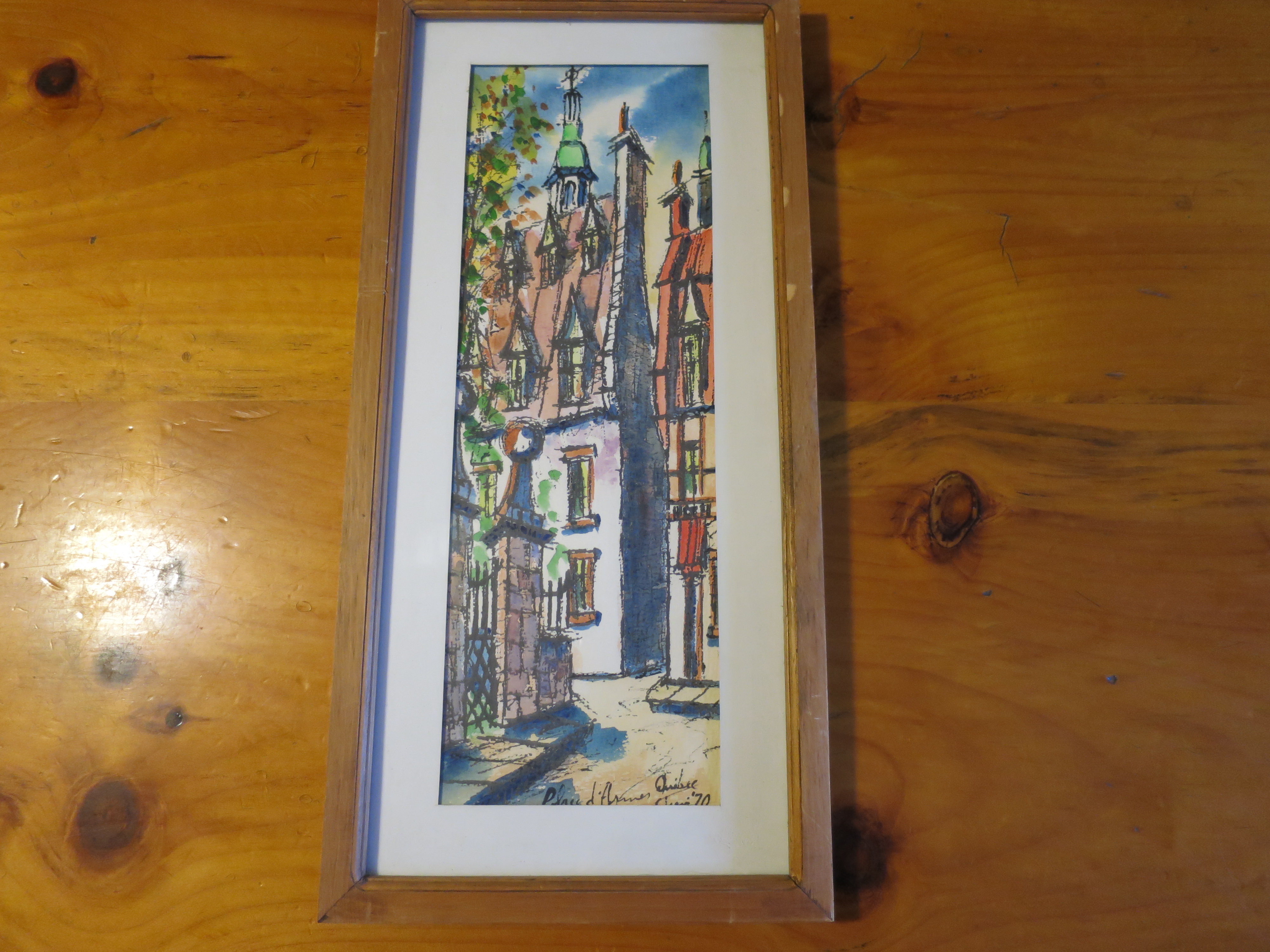 European Townscape Watercolor Painting signed