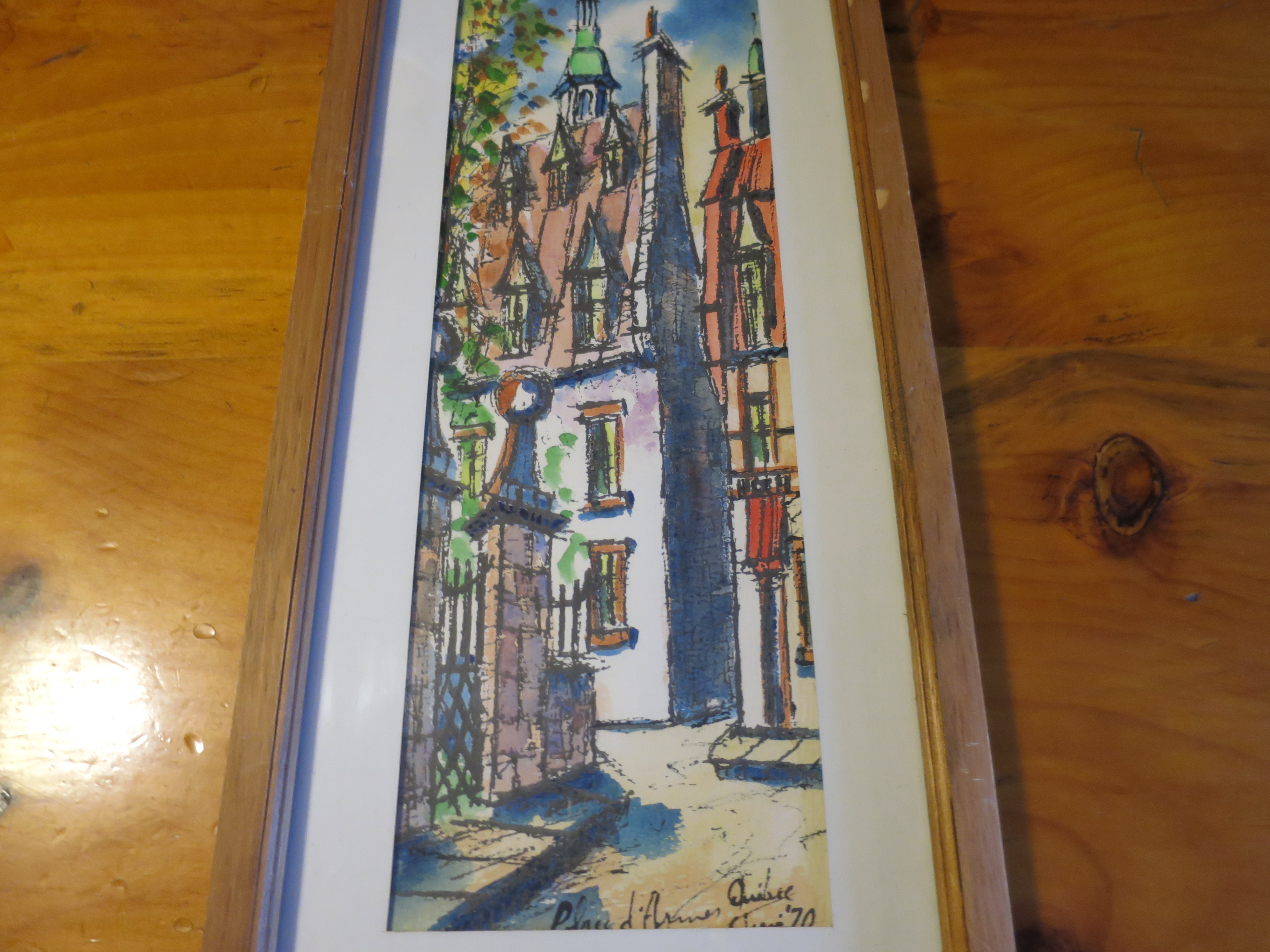 European Townscape Watercolor Painting signed