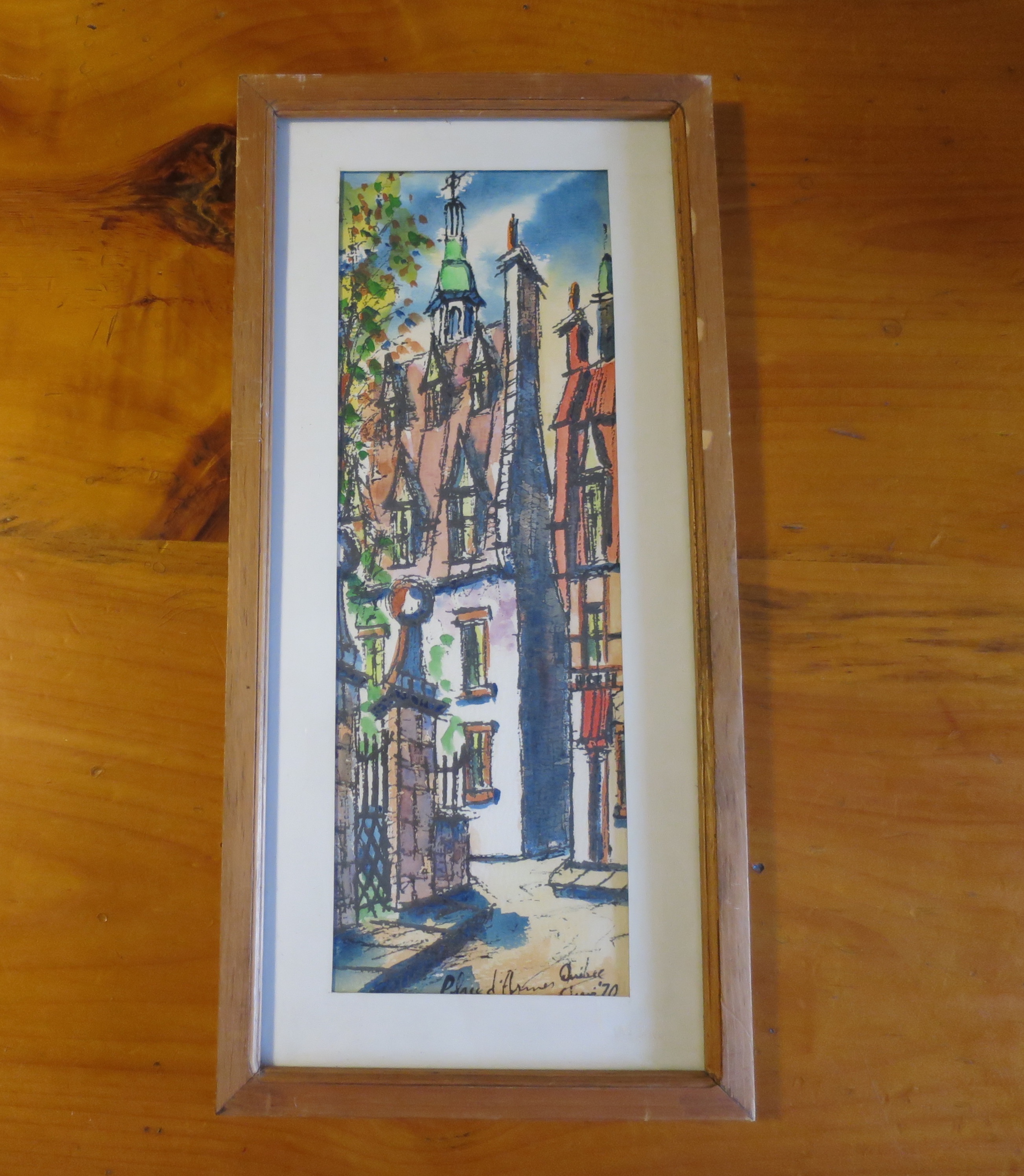 European Townscape Watercolor Painting signed