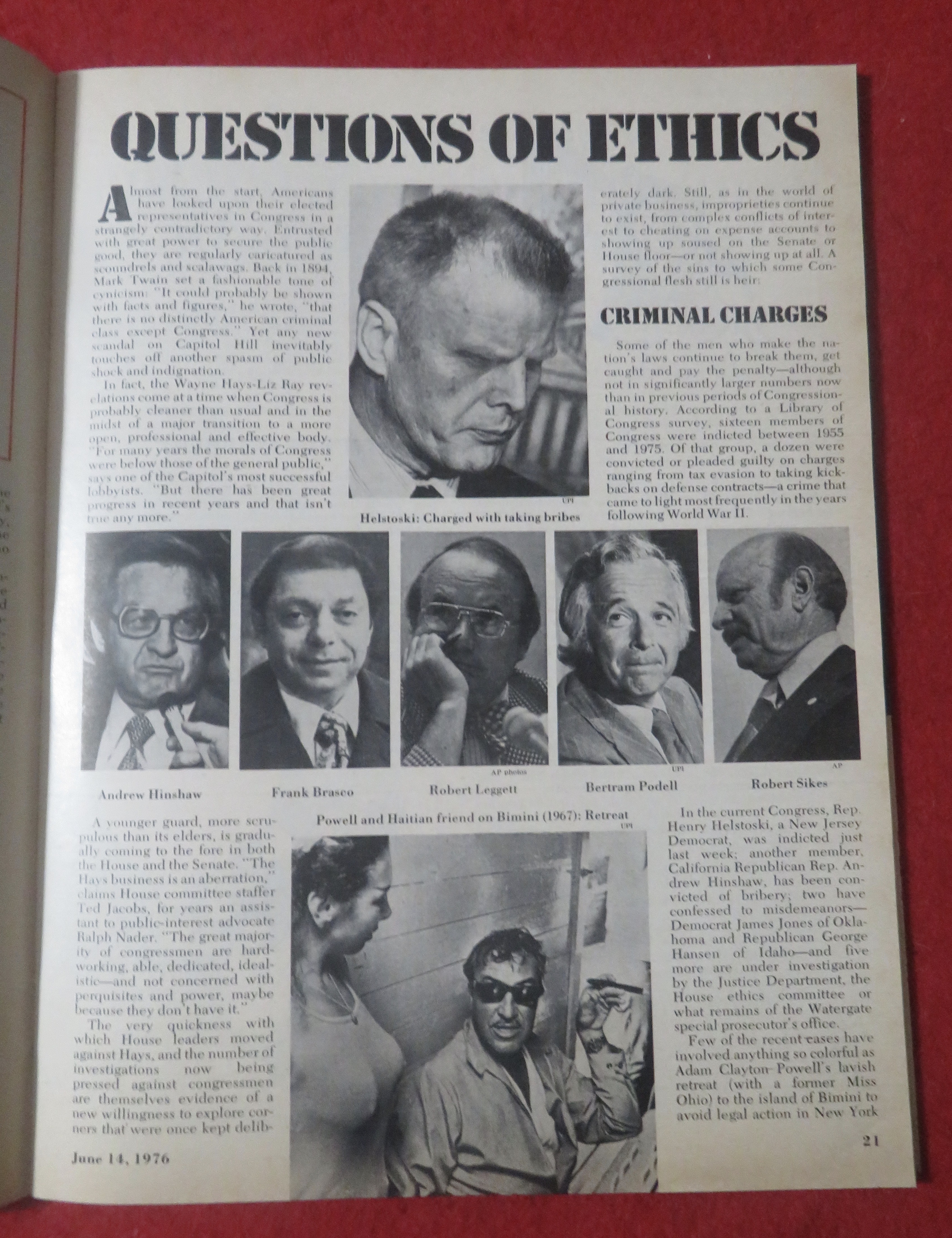 Newsweek Magazine June 14, 1976 Capitol Capers