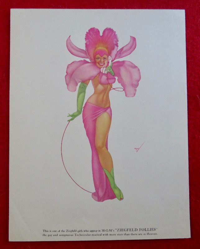 1940's Sexy George Petty Ziegfeld Follies Pin Up Girl Wearing A Flower Costume While On The Telephone