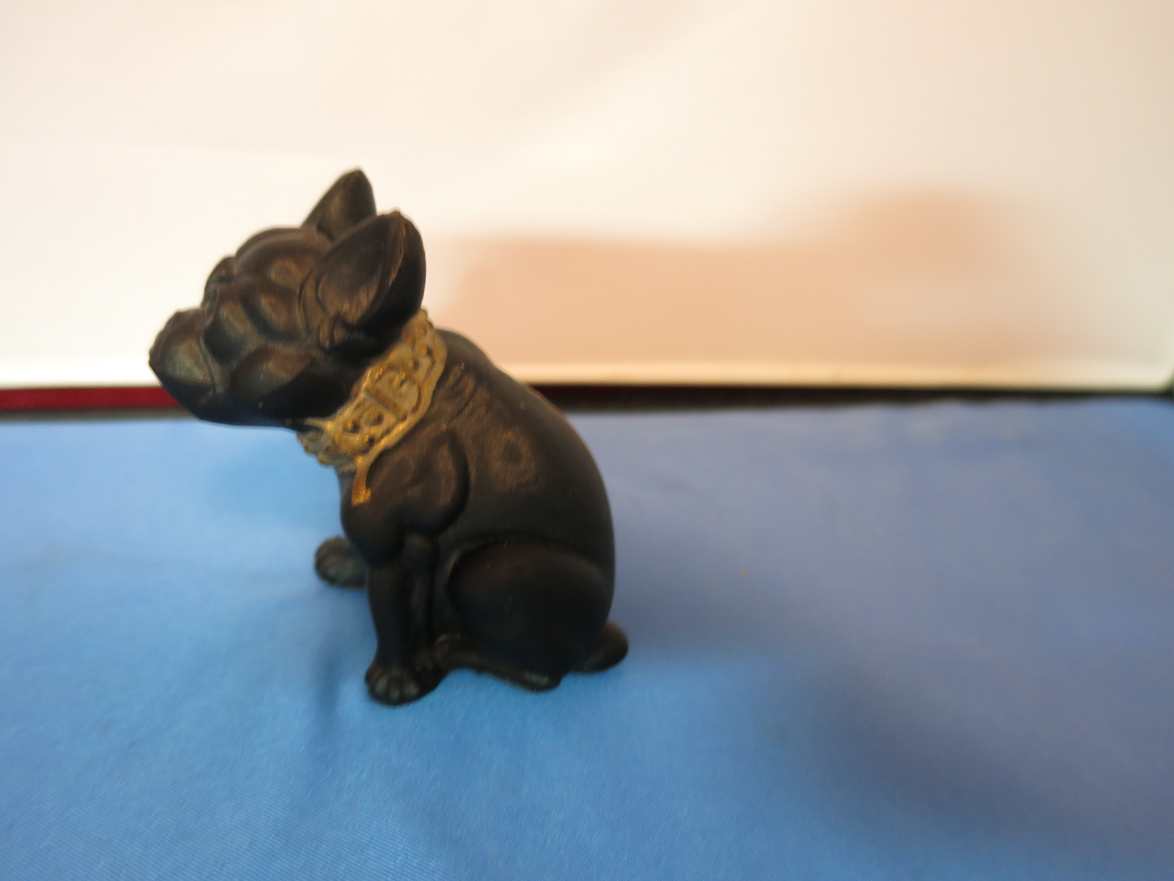 Bull Dog Figurine Black Molded Cast Metal 1960s