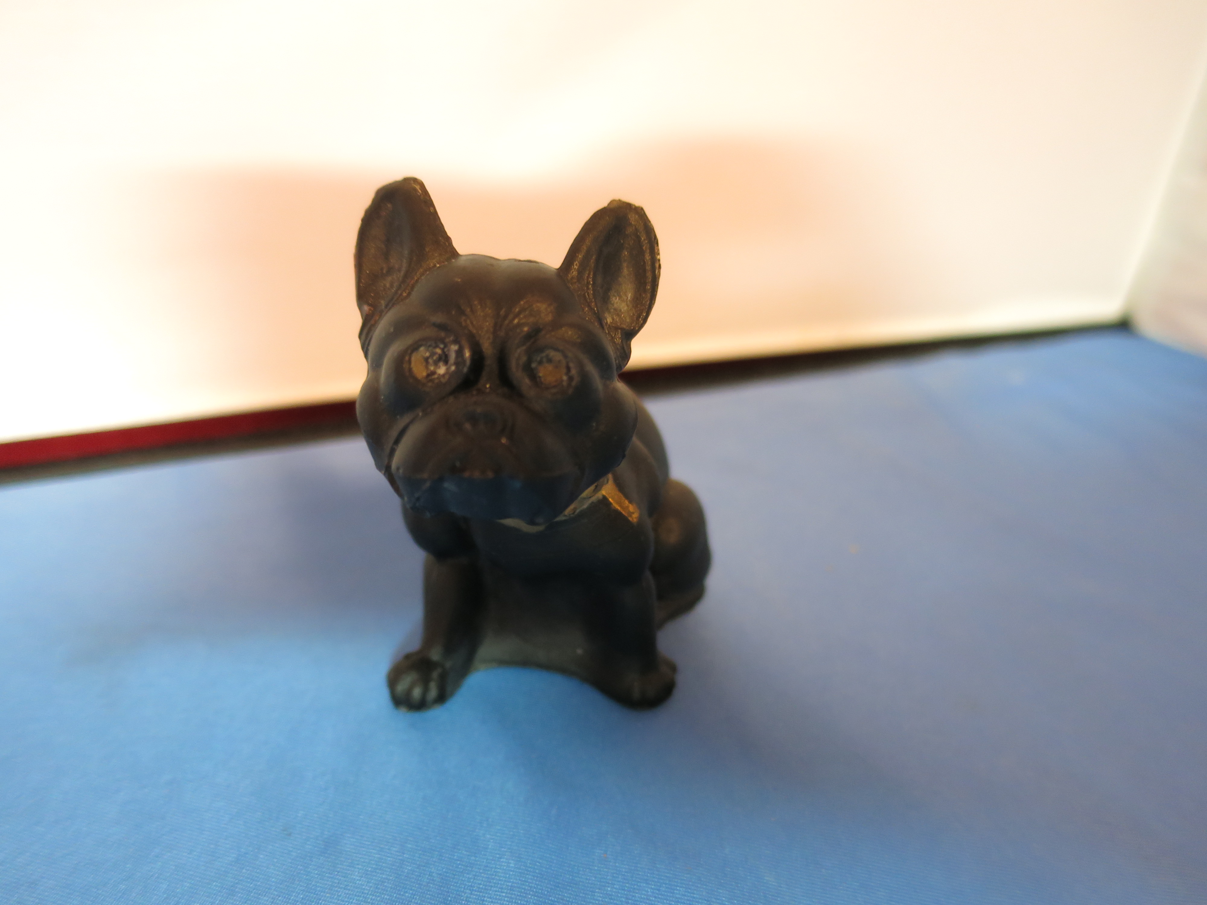 Bull Dog Figurine Black Molded Cast Metal 1960s