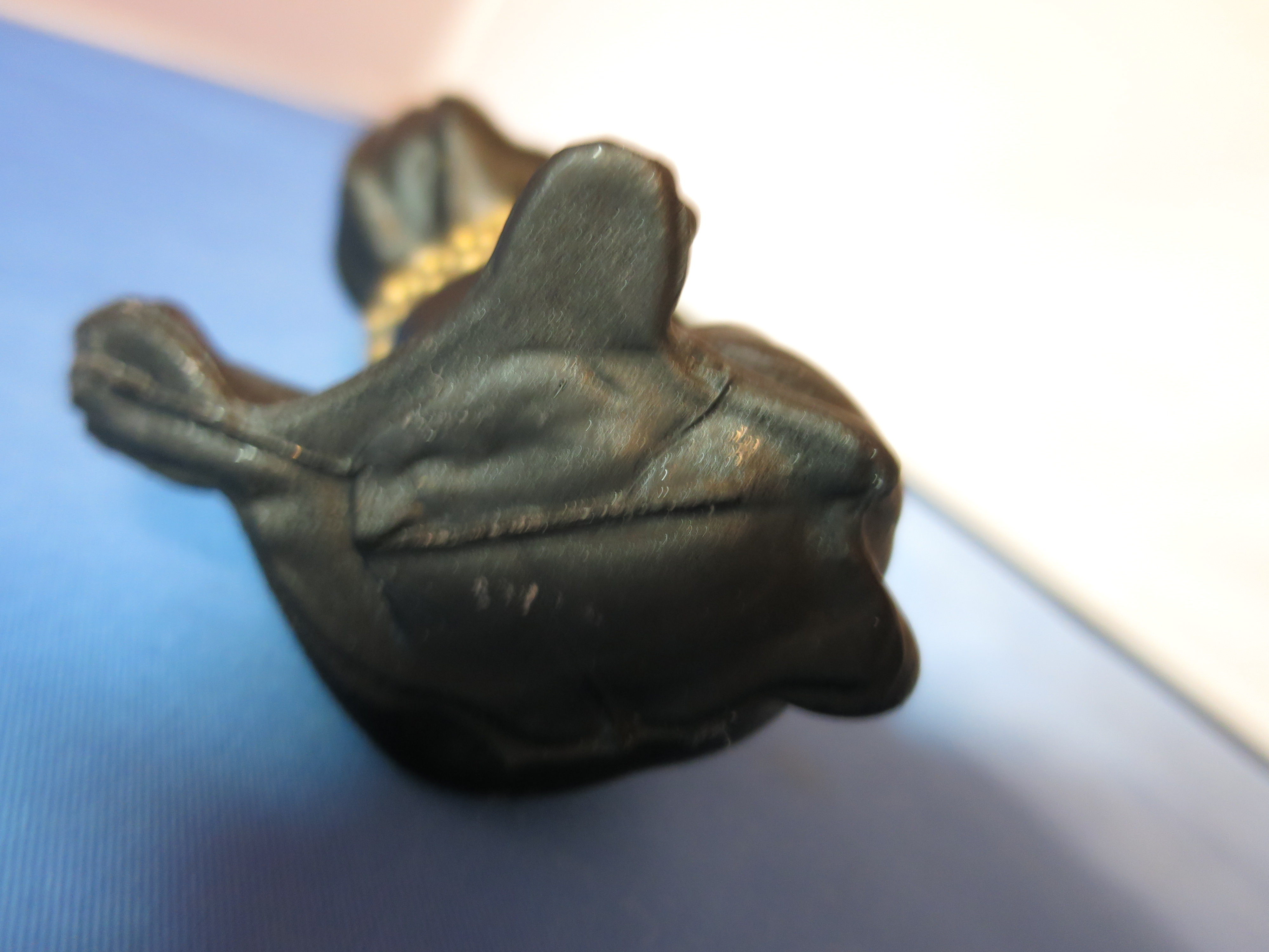 Bull Dog Figurine Black Molded Cast Metal 1960s
