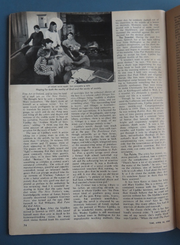 Time Magazine April 26, 1968 Author John Updike