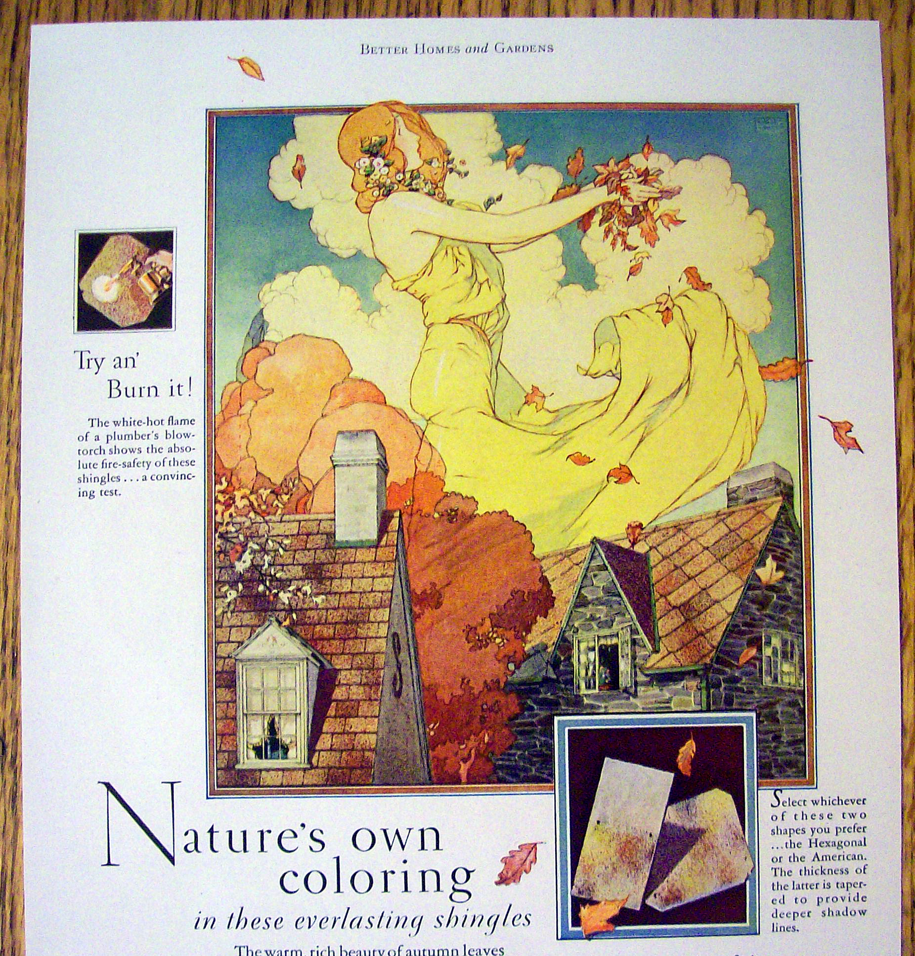 1927 Johns Manville with Lovely Woman & Leaves