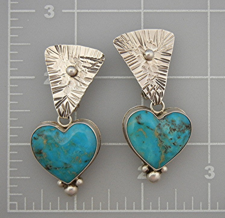 David Troutman  Turquoise Sterling Silver Heart Earring
