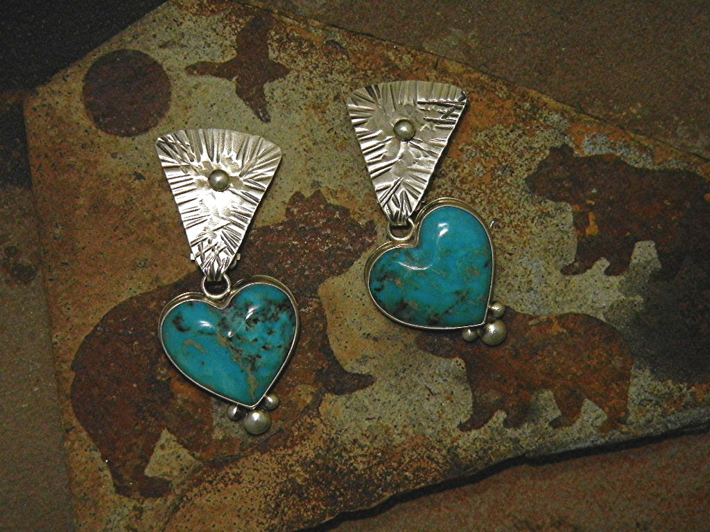 David Troutman Turquoise Sterling Silver Heart Earring