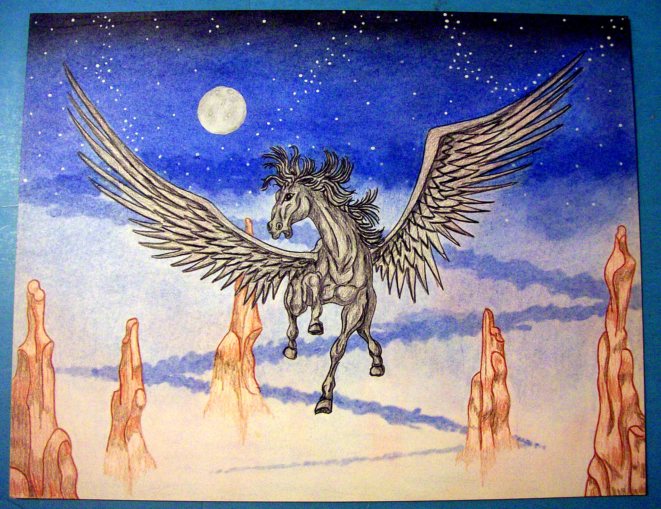 Born Of The Sky - Original Nude Fantasy Drawing