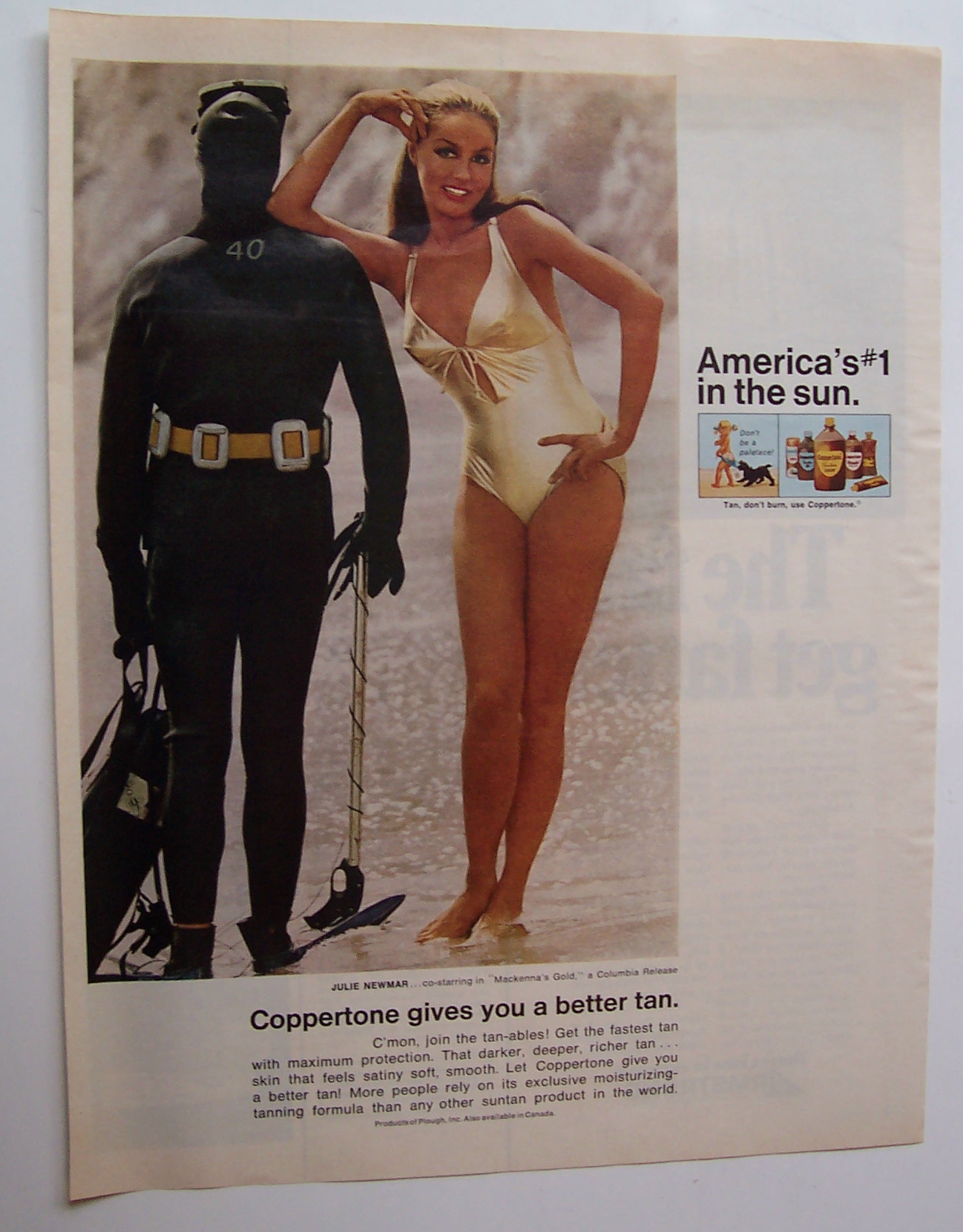 1969 Coppertone Suntan Lotion with Julie Newmar