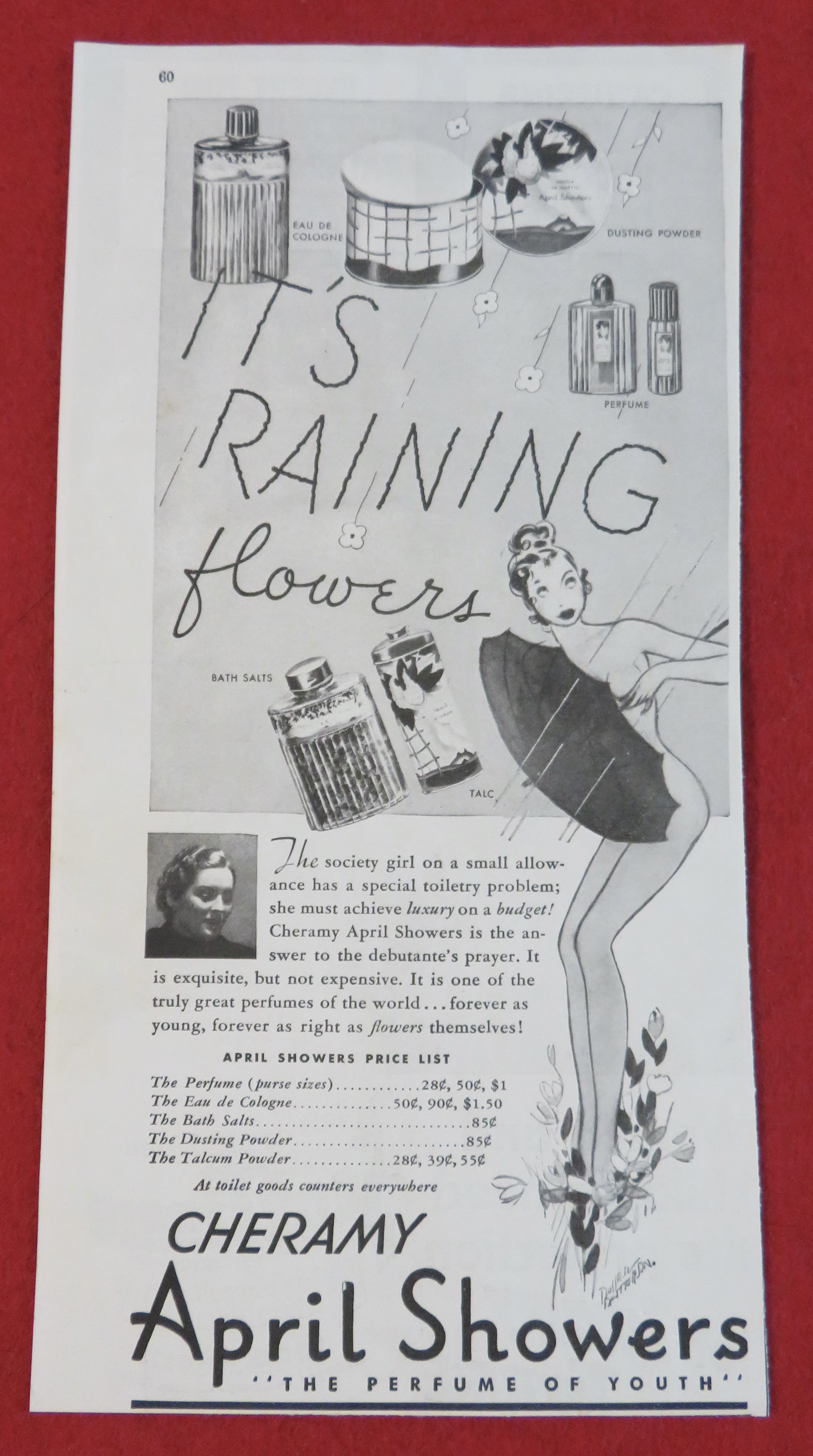 1938 Cheramy April Showers with Woman & Umbrella