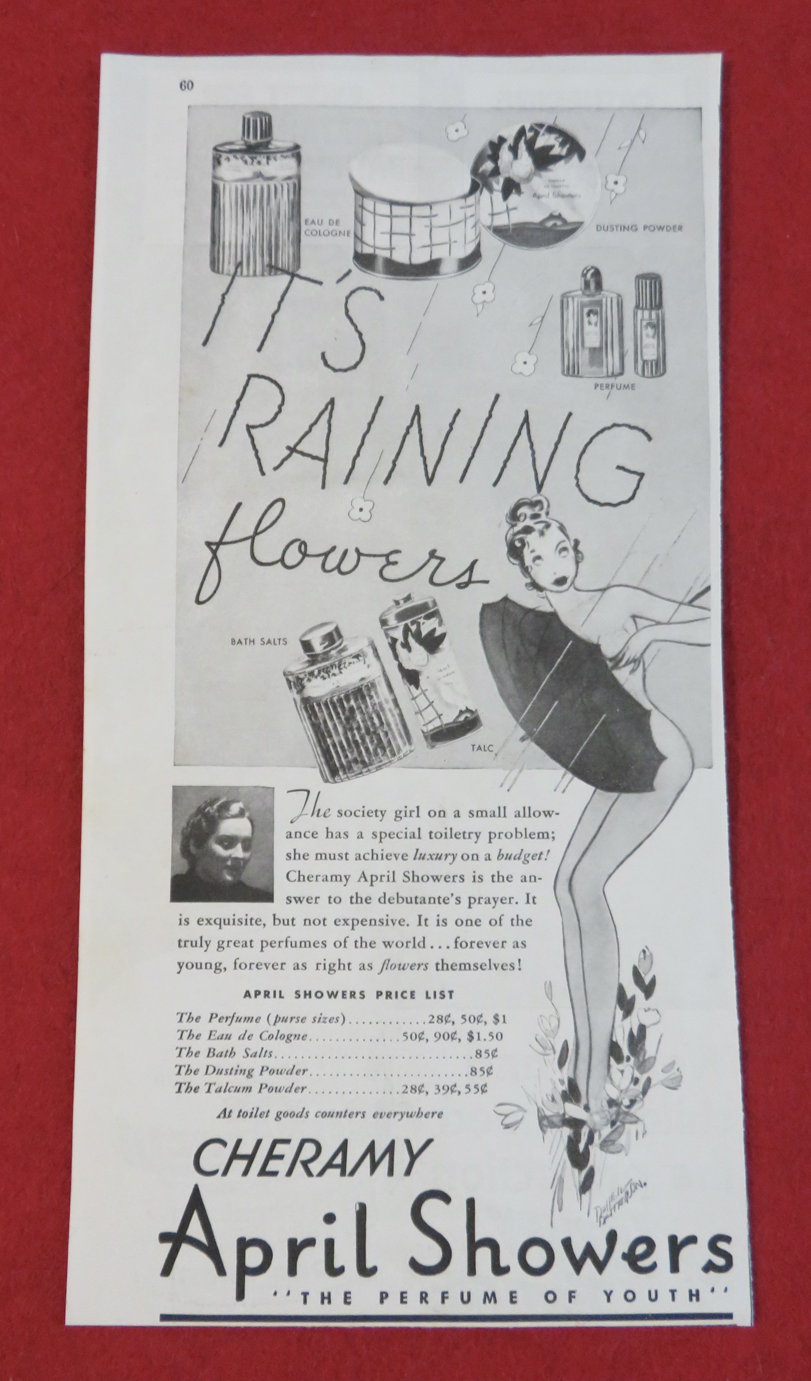 1938 Cheramy April Showers with Woman & Umbrella