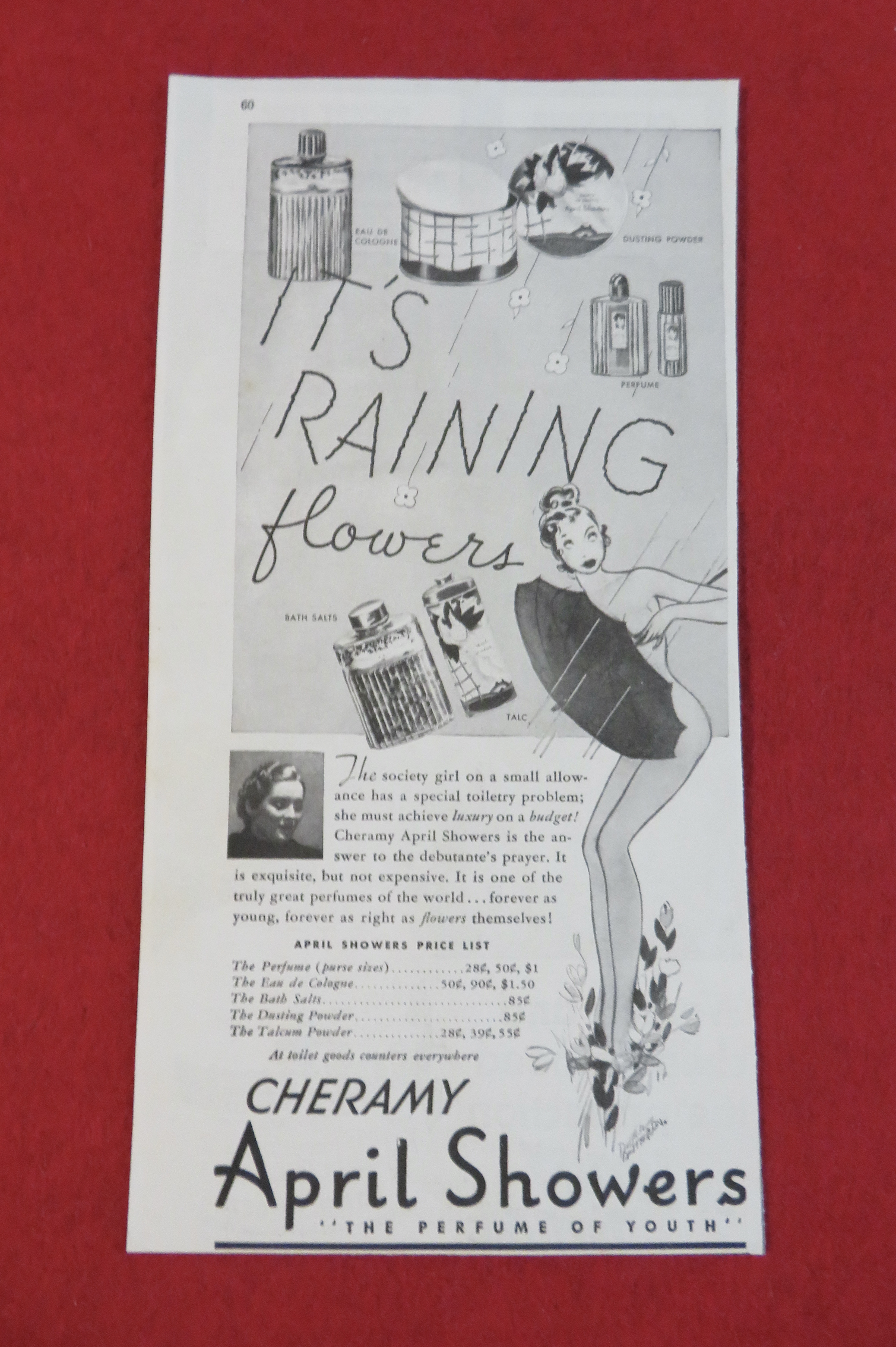 1938 Cheramy April Showers with Woman & Umbrella