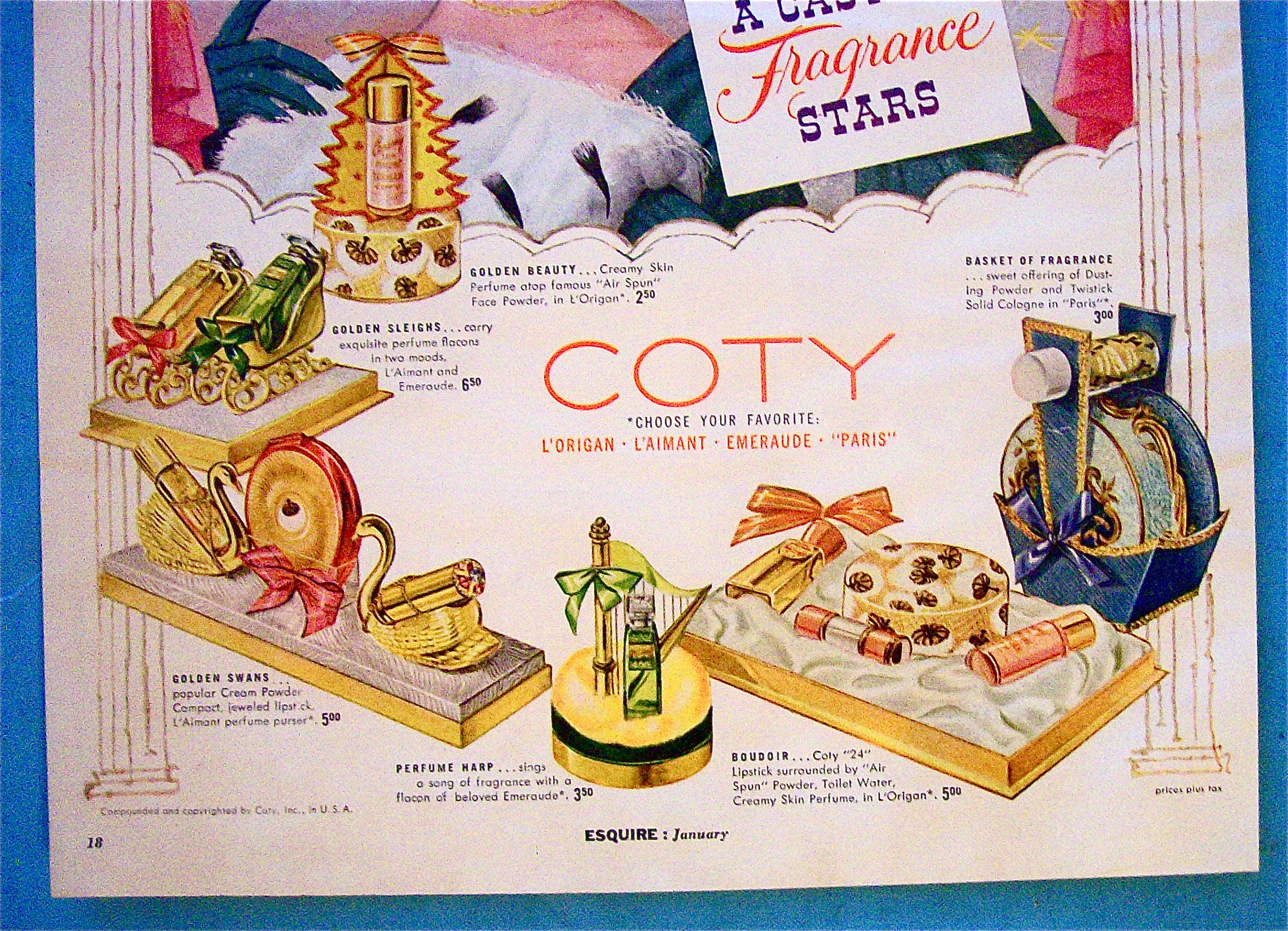 1956 Coty Perfume with Woman and Puppet