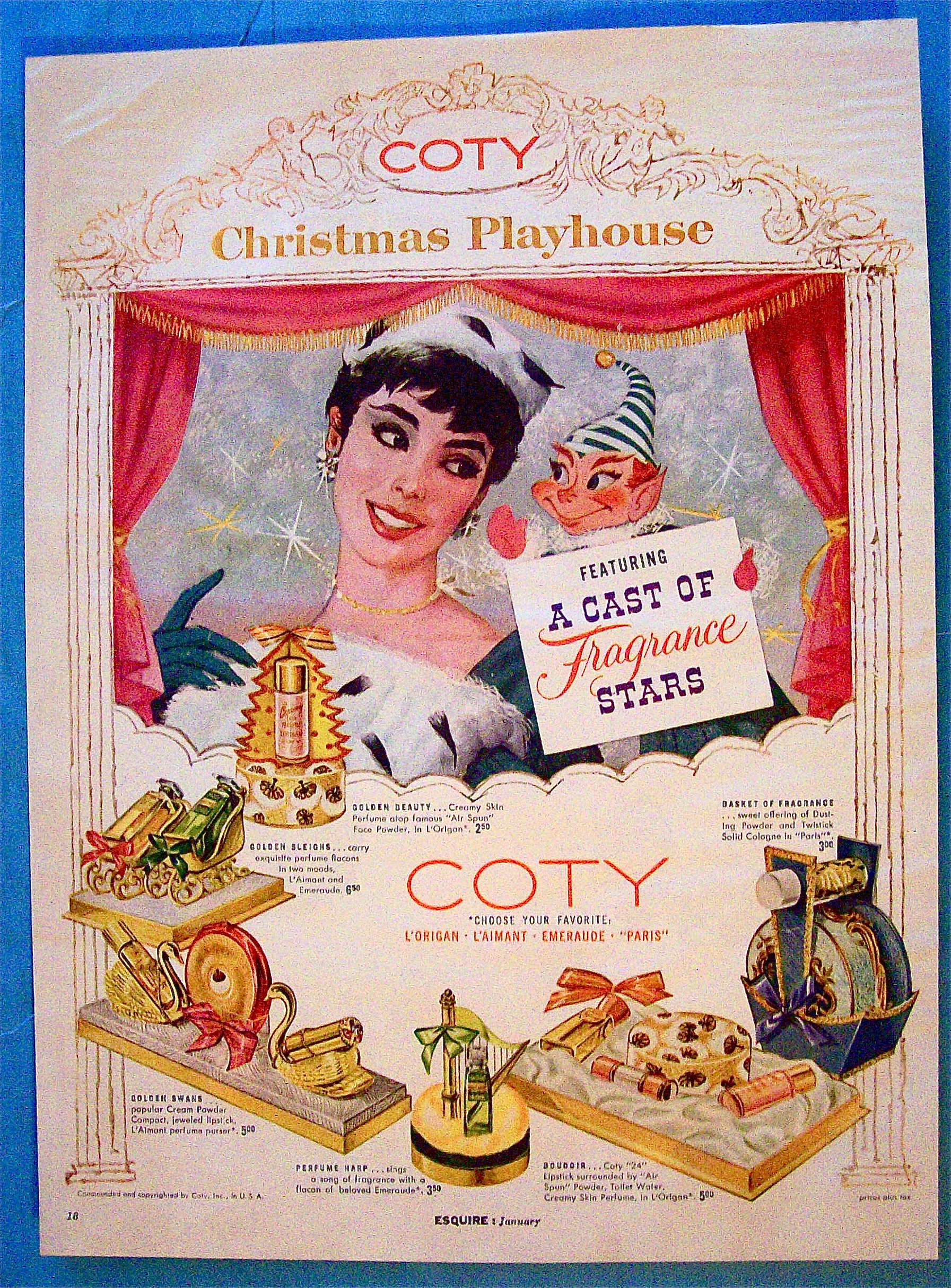 1956 Coty Perfume with Woman and Puppet