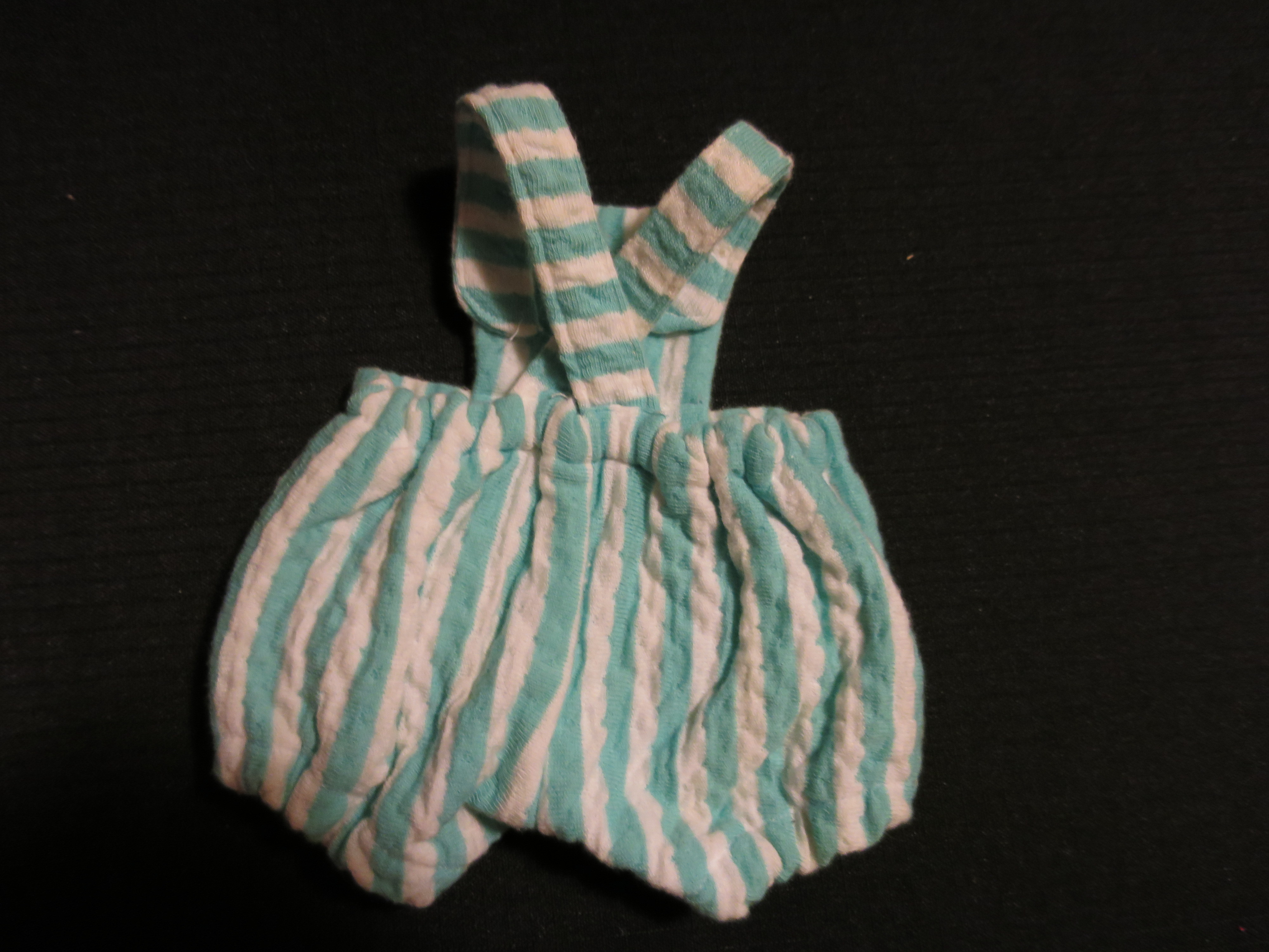 Vintage Doll Clothes Bib Shorts Stripped no tag hand made