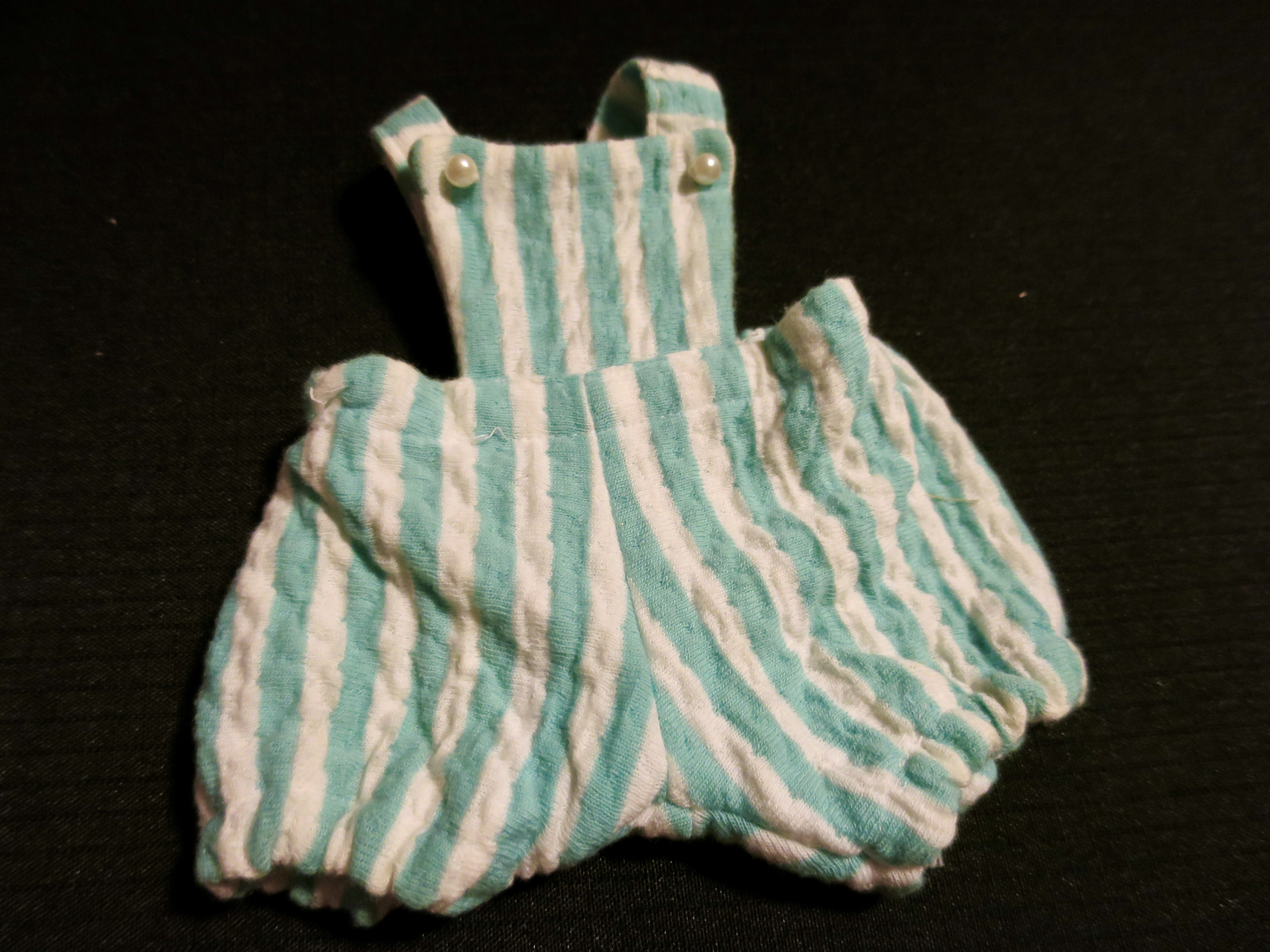 Vintage Doll Clothes Bib Shorts Stripped no tag hand made