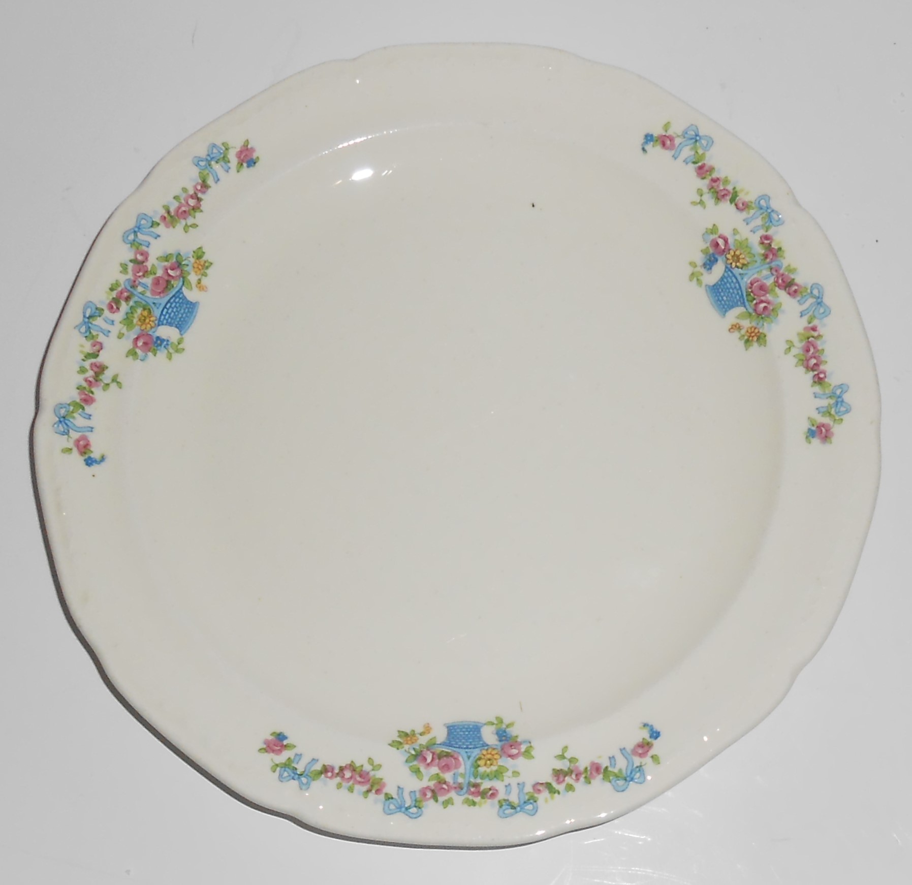 Early Poxon Vernon Pottery Basket w/Floral Garland Br