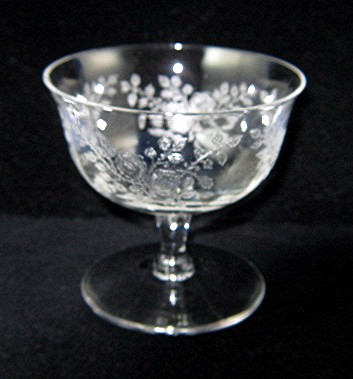 8 vintage etched sherbit glasses rose pattern