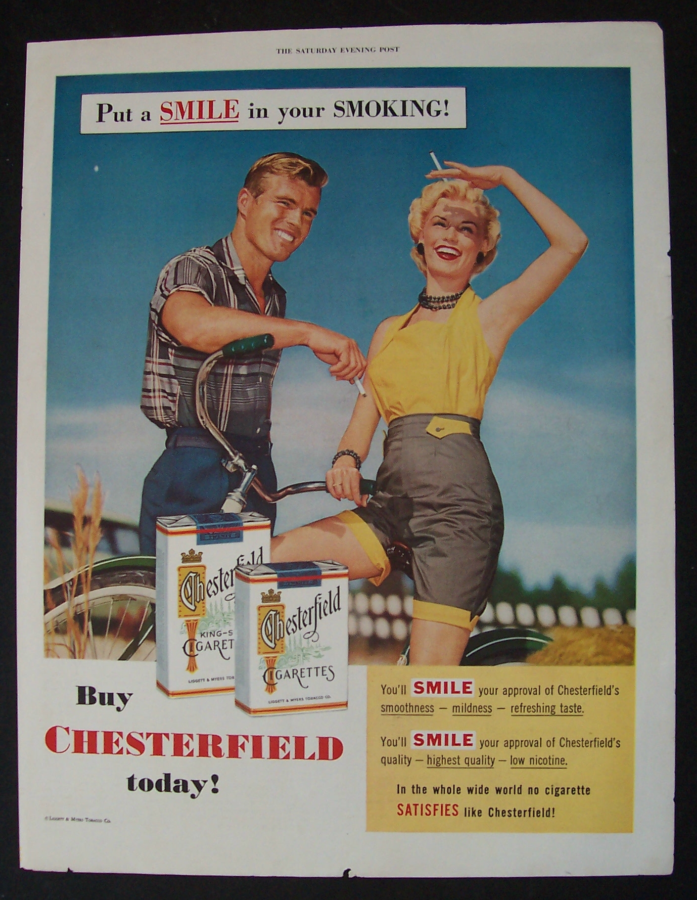 1955  Chesterfield  Cigarettes