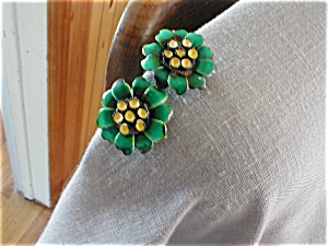 Metal Painted Flower Earrings