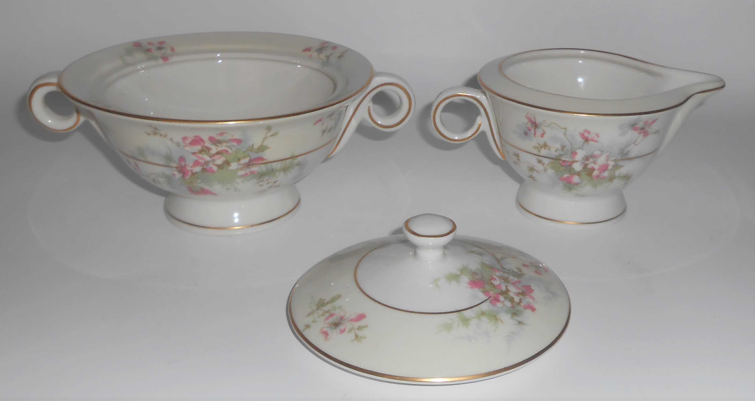 Theodore Haviland China Apple Blossom w/Gold Creamer &