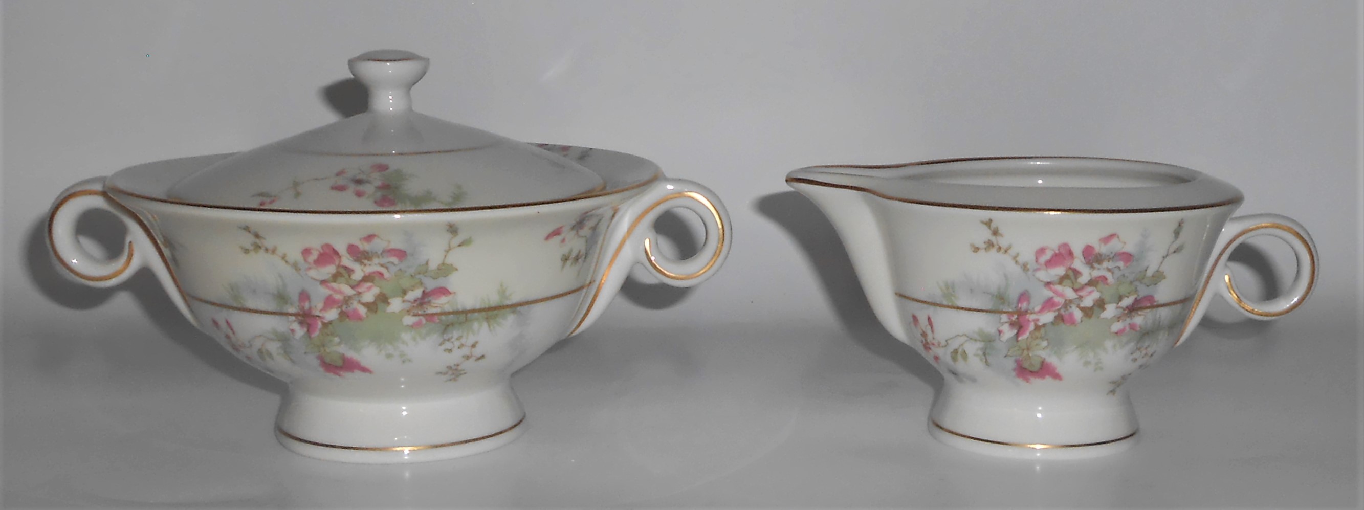 Theodore Haviland China Apple Blossom w/Gold Creamer &