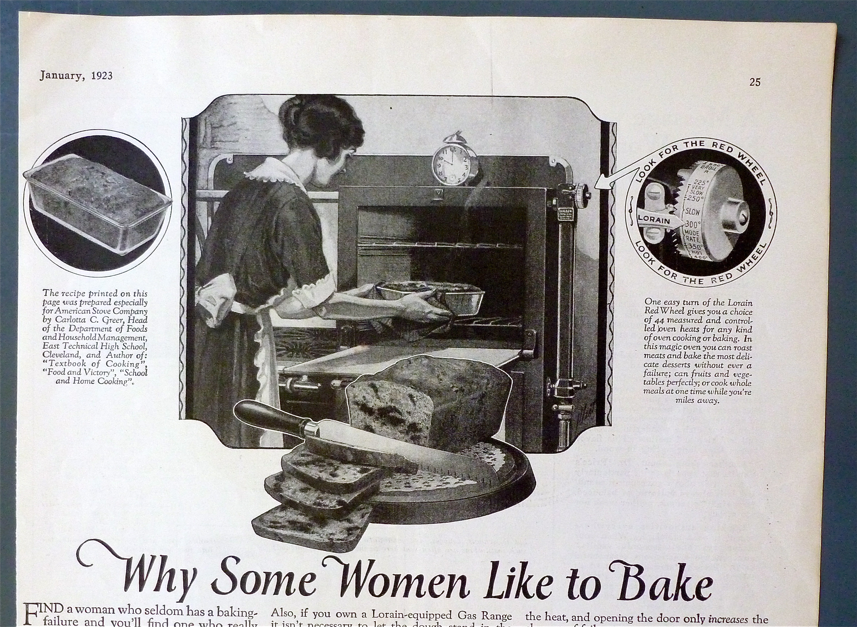 1923 Lorain Oven Heat Regulator w/ Woman Baking