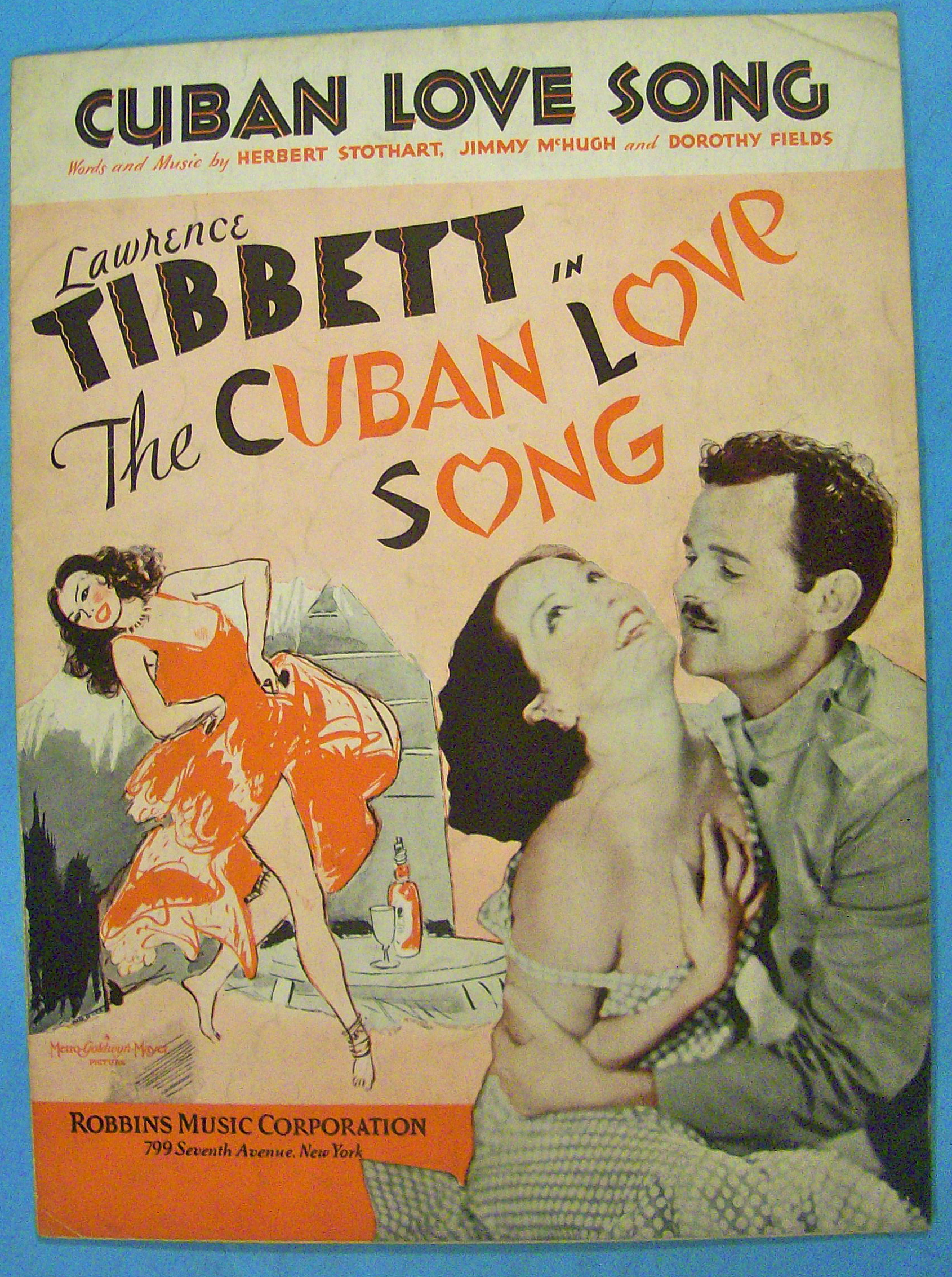 Cuban Love Song Sheet Music 1931 Lawrence Tibbett