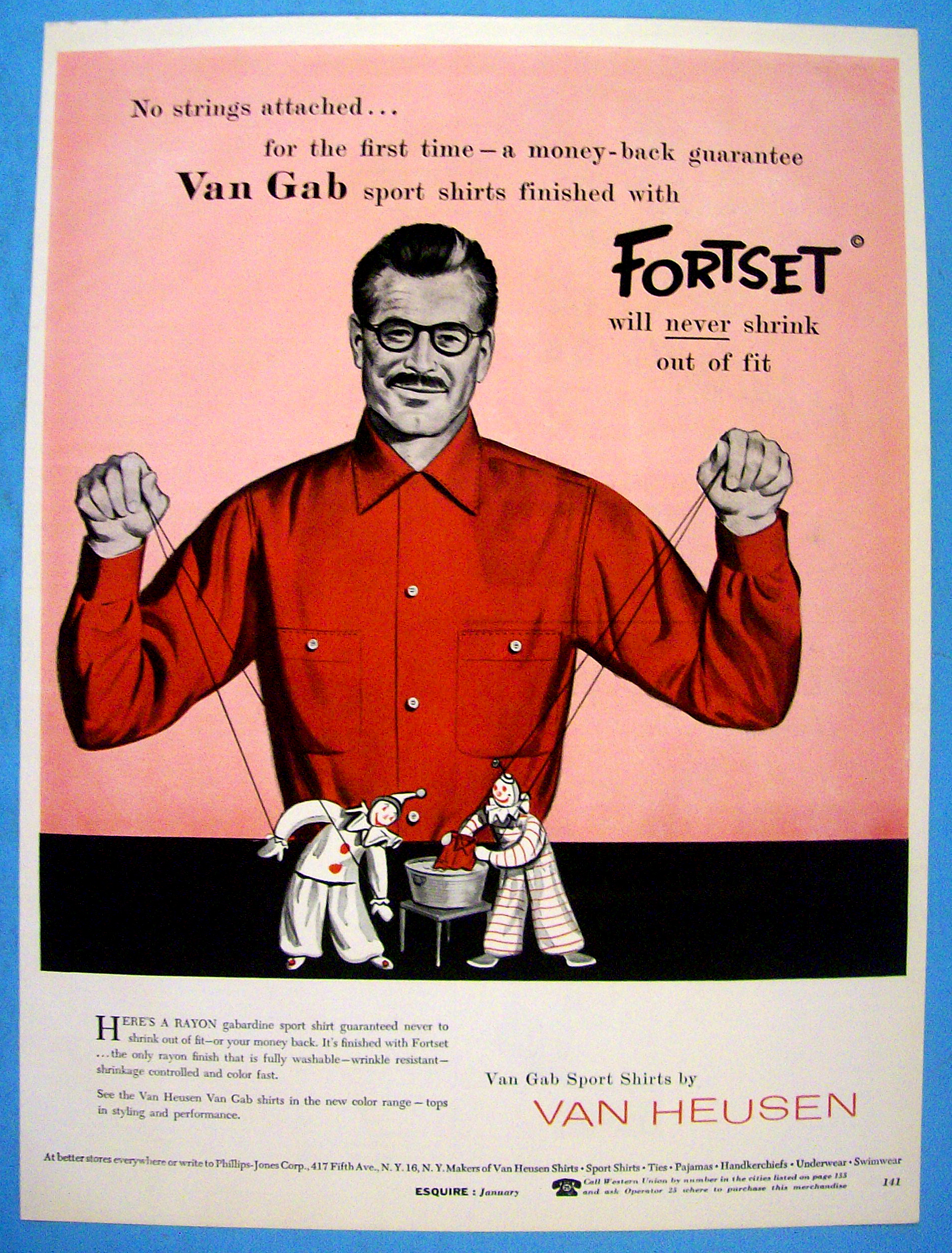 1956 Van Heusen Shirts with Man Working Puppets