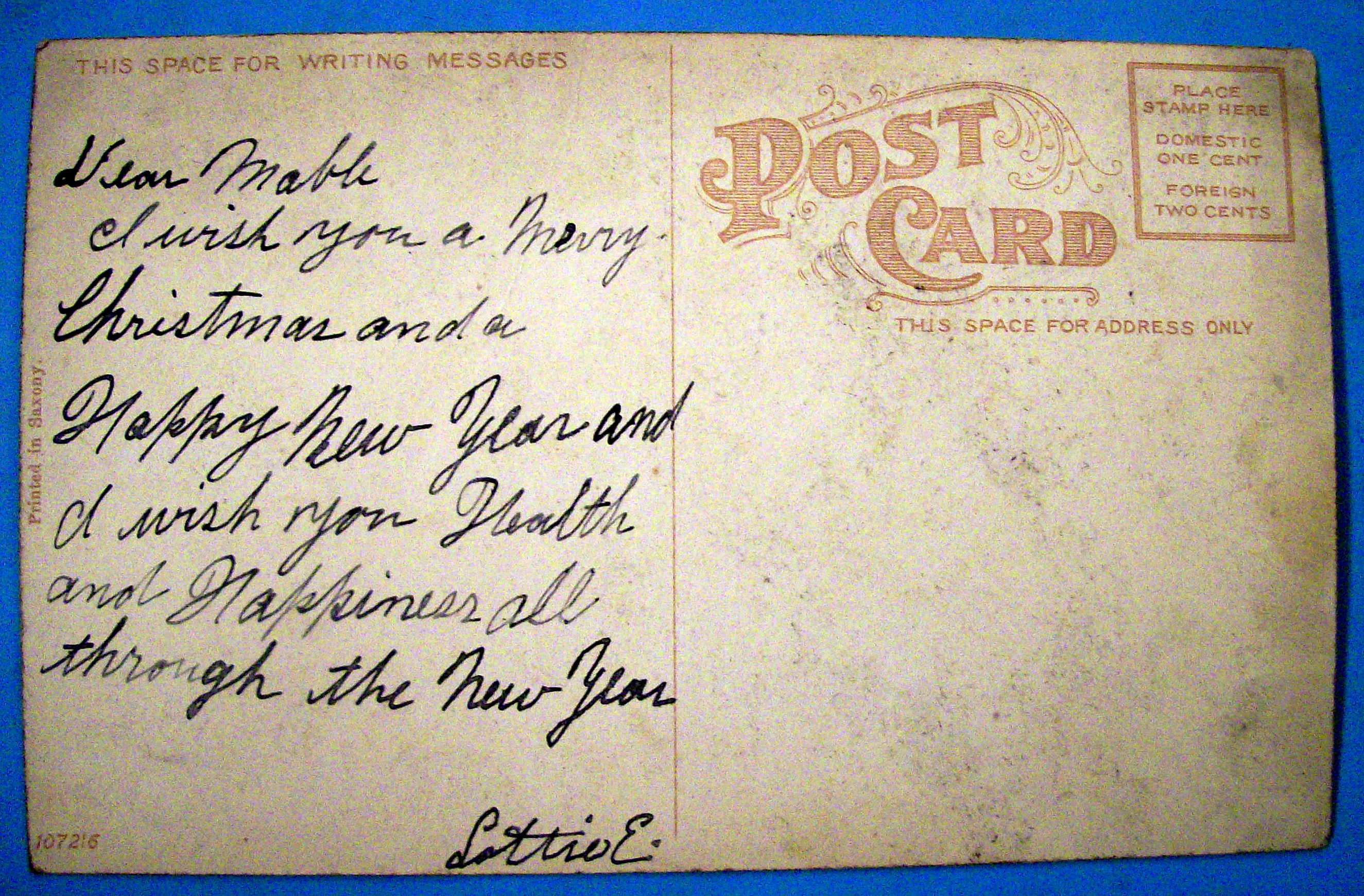 Christmas Greetings Postcard w/Girl with Umbrella