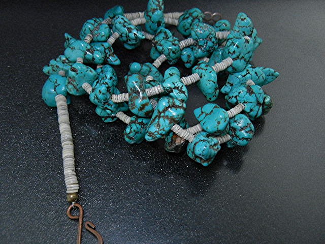 Native American Turquoise Nugget Heishi Necklace