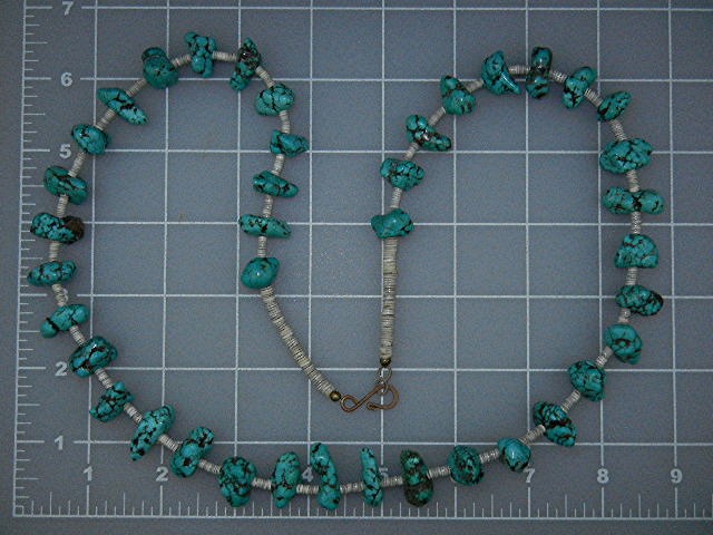 Native American Turquoise Nugget Heishi Necklace