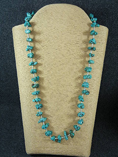 Native American Turquoise Nugget Heishi Necklace