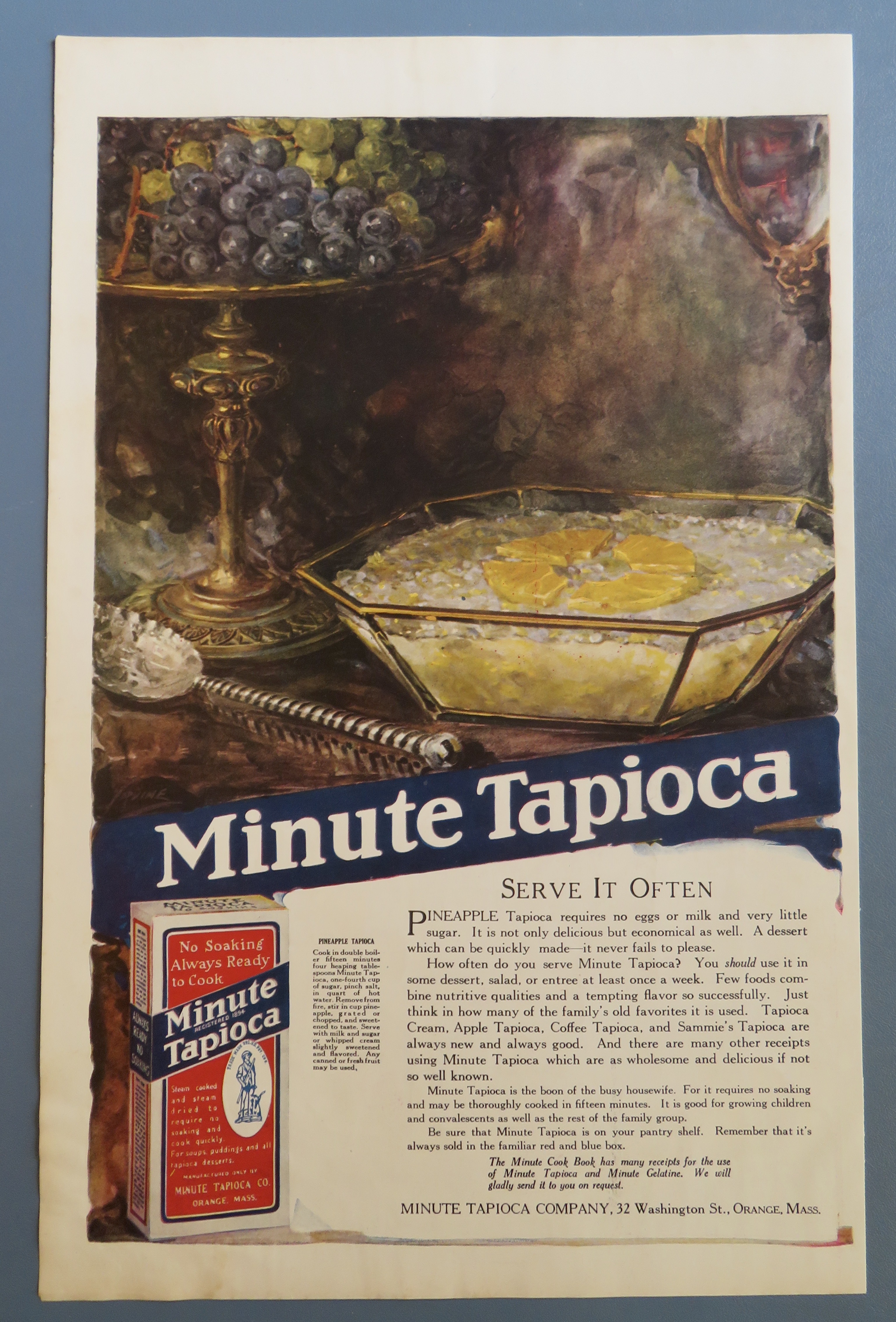1920 Minute Tapioca with Bowl Of Tapioca Pudding