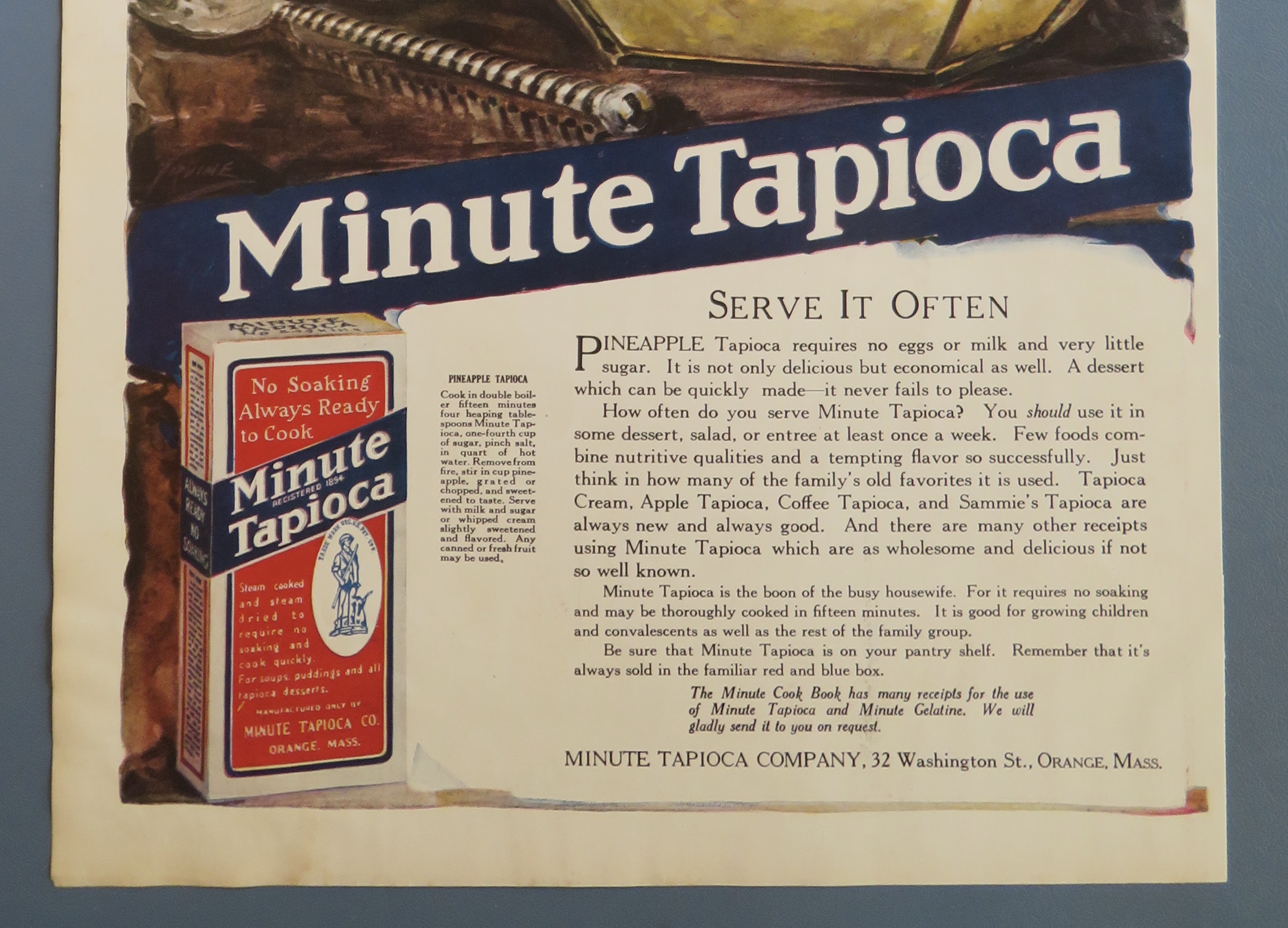 1920 Minute Tapioca with Bowl Of Tapioca Pudding