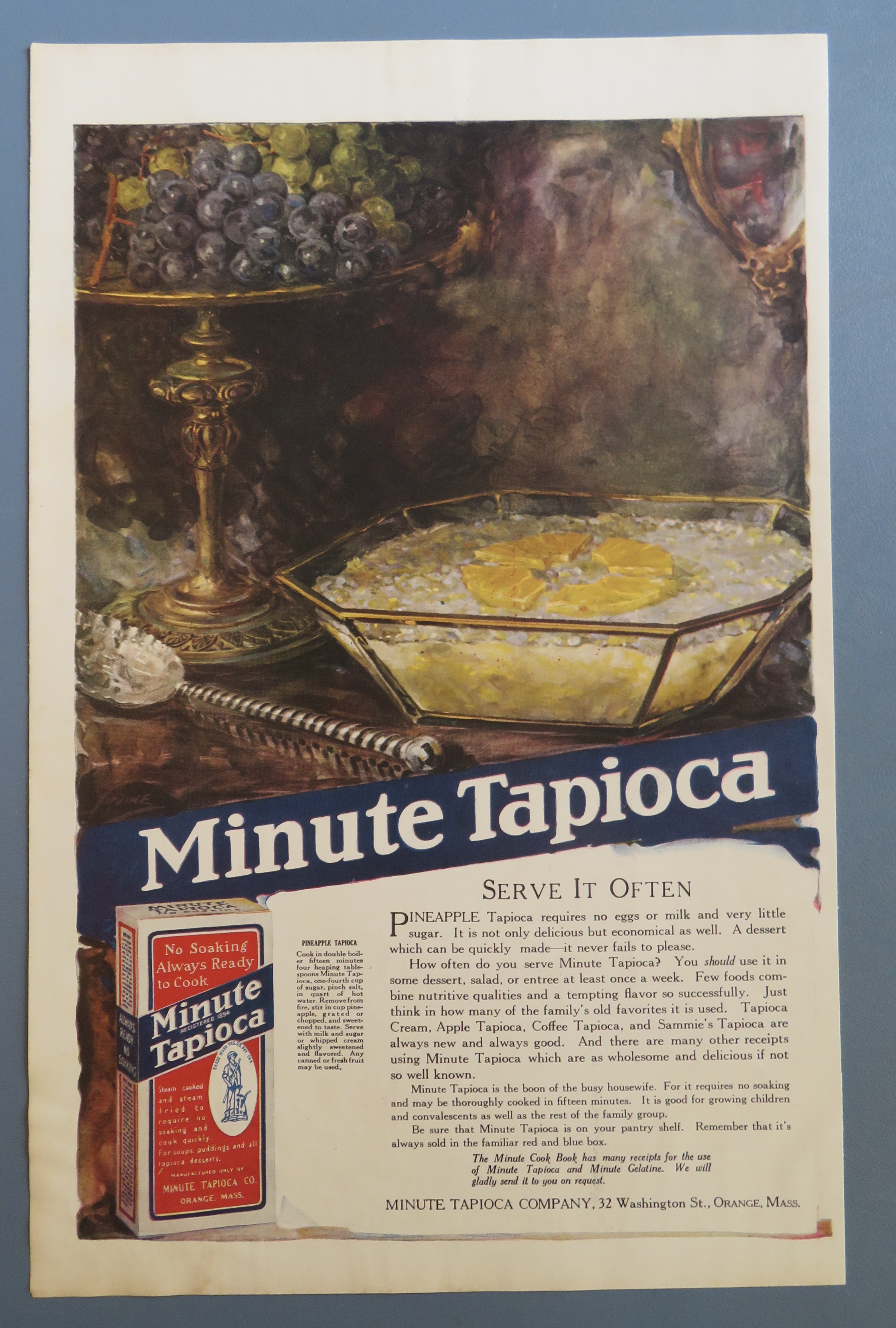 1920 Minute Tapioca with Bowl Of Tapioca Pudding