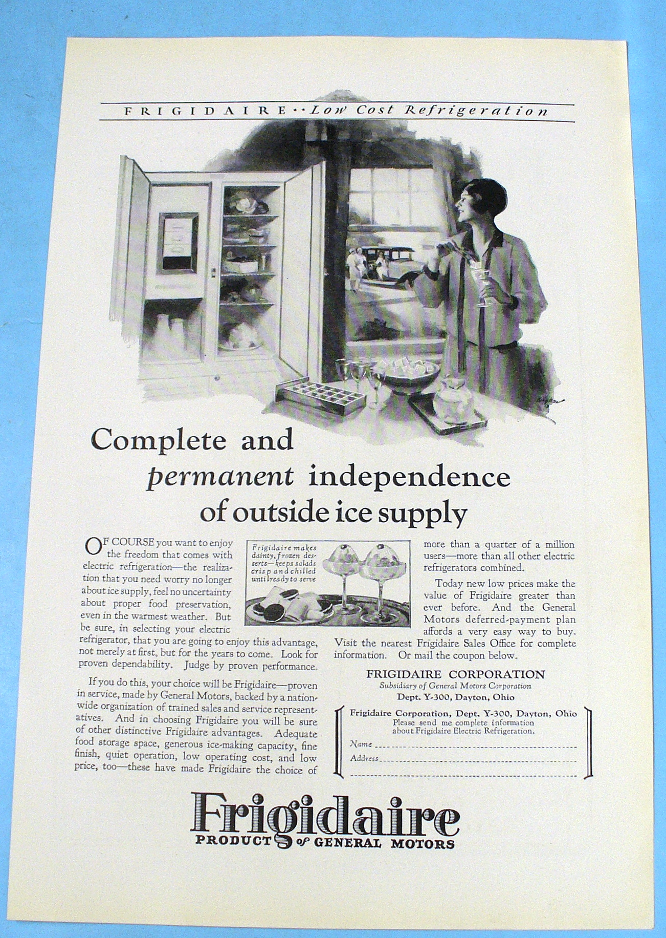 1927 Frigidaire w/ Woman Filling Glasses with Ice