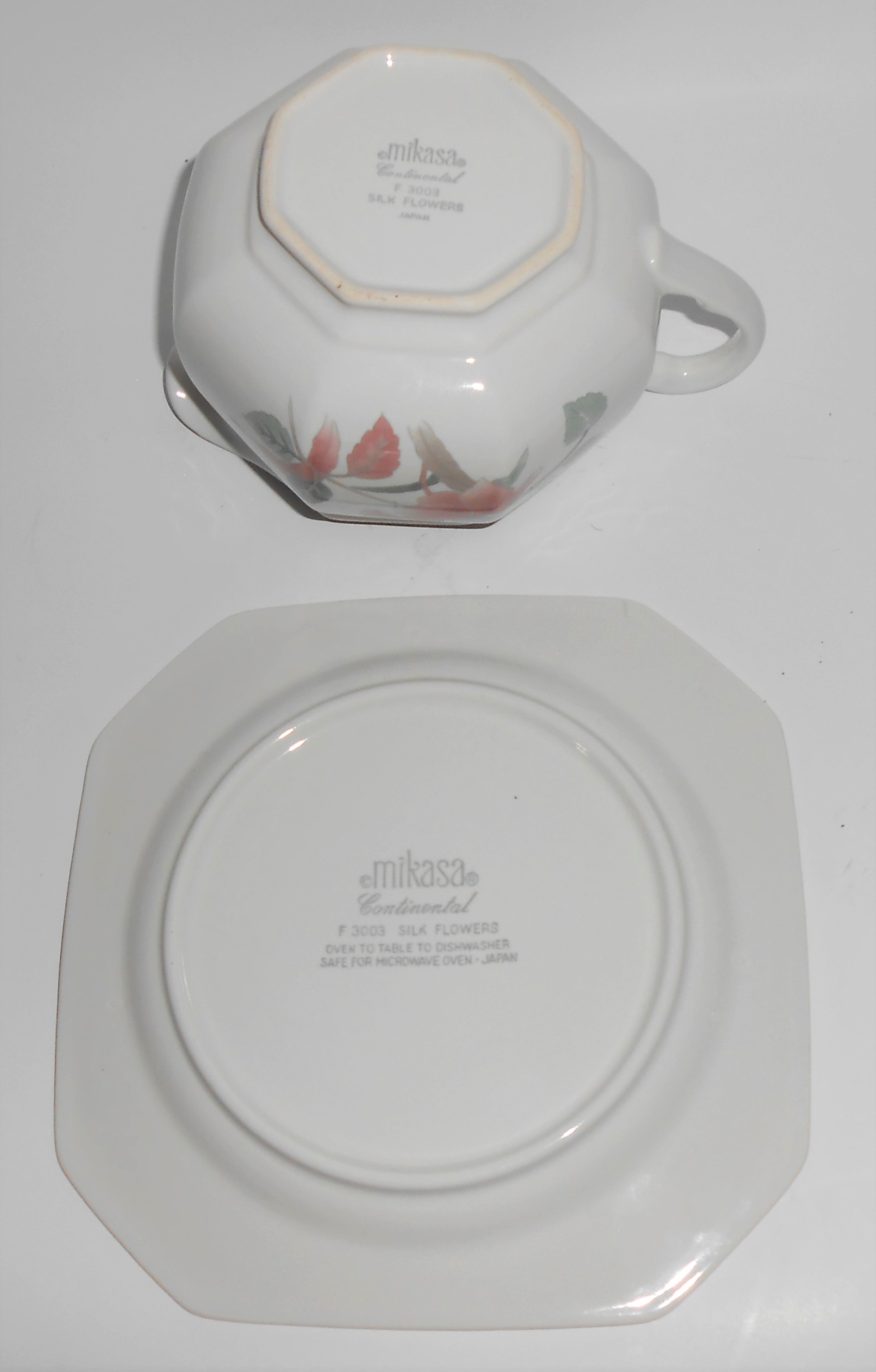 Mikasa China Silk Flowers Gravy Bowl w/Underplate
