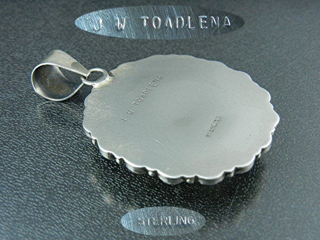 Navajo Gaspeite Sterling Silver Pendant Aaron Toadlena