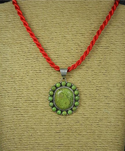 Navajo Gaspeite Sterling Silver Pendant Aaron Toadlena