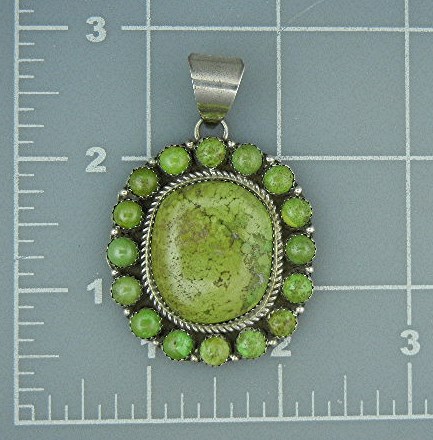 Navajo Gaspeite Sterling Silver Pendant Aaron Toadlena