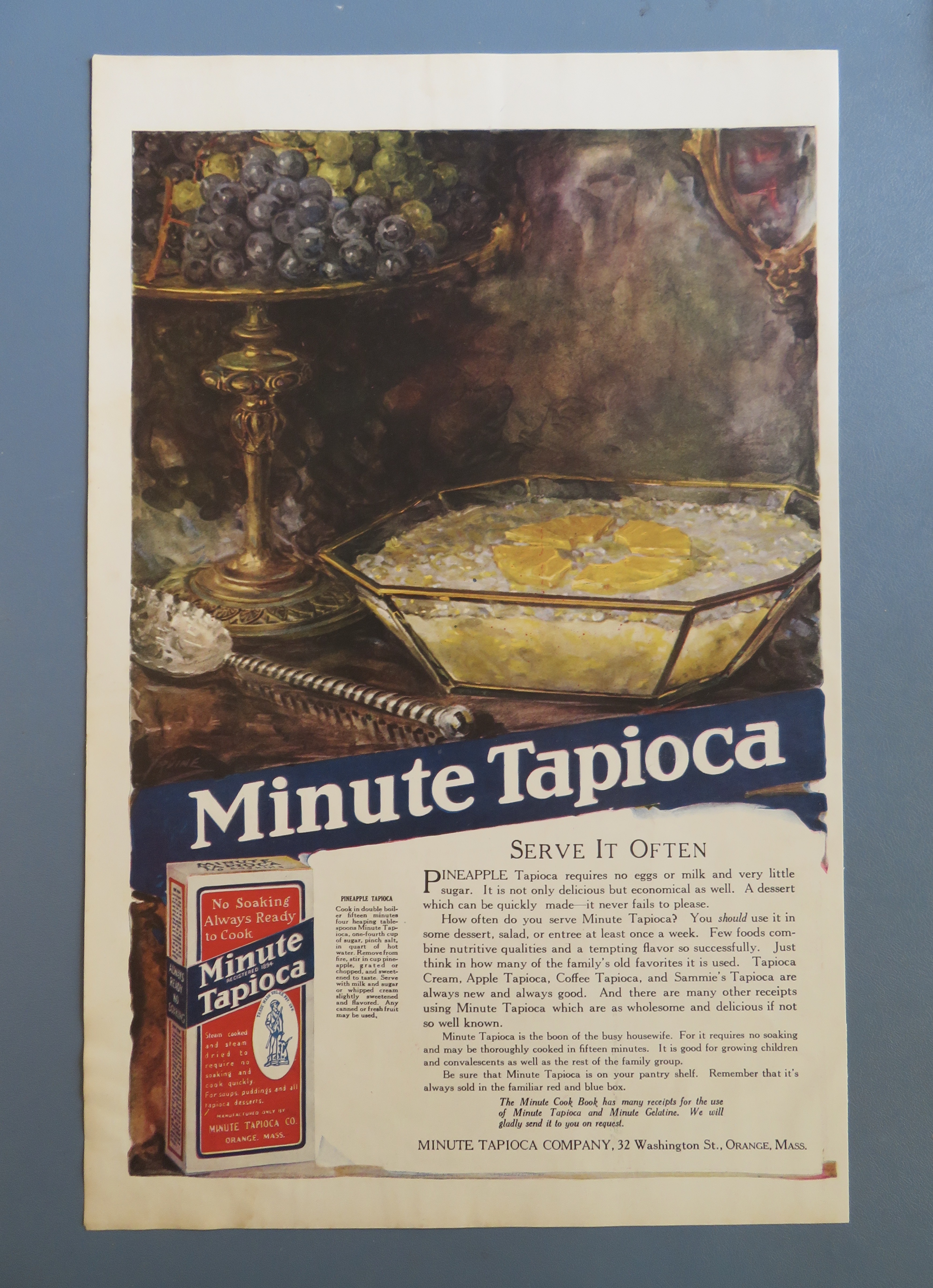 1920 Minute Tapioca with Bowl Of Tapioca Pudding