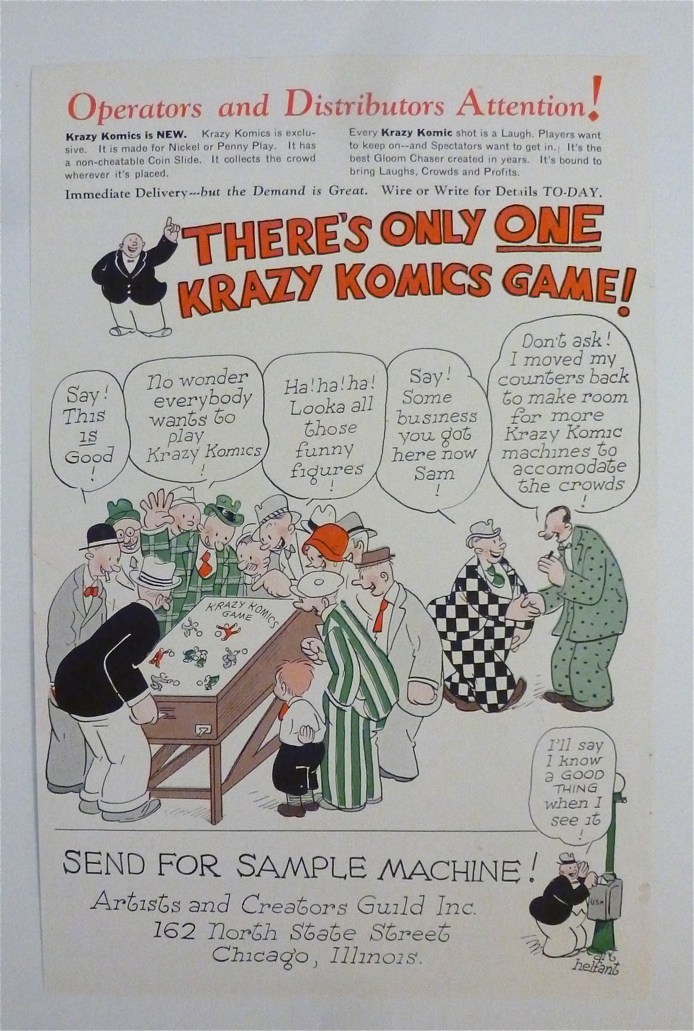 1932 Krazy Komics Games with Men Around Game