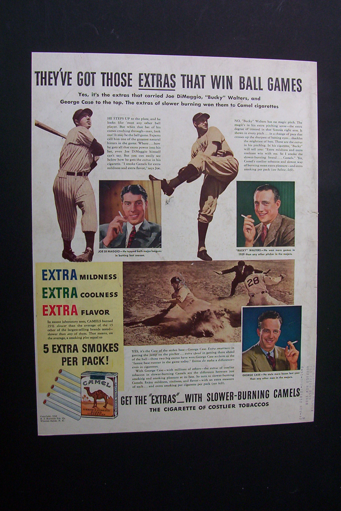 1940 Dual Ad: Camel Cigarettes  &  Post Toasties
