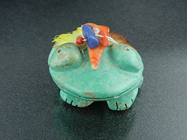 Native American Turquoise Hand Carved Frog Stacey Turpe