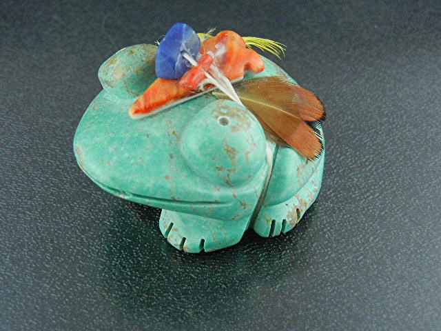 Native American Turquoise Hand Carved Frog Stacey Turpe
