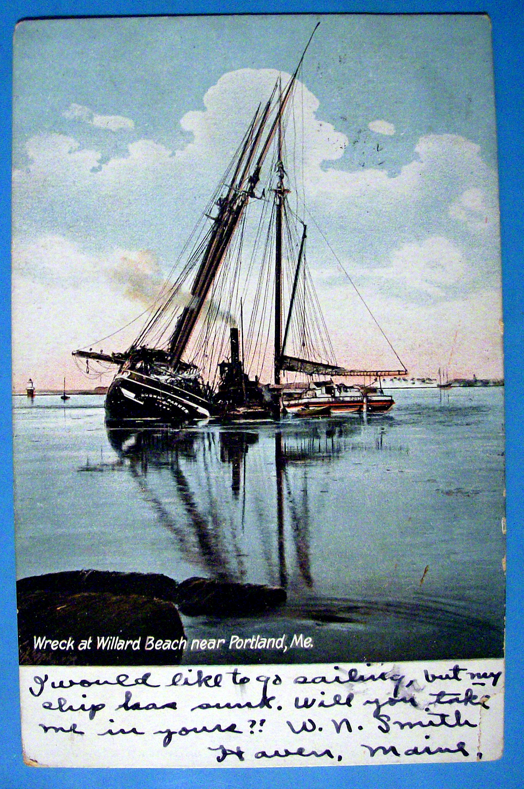 Wreck at Willard Beach Postcard